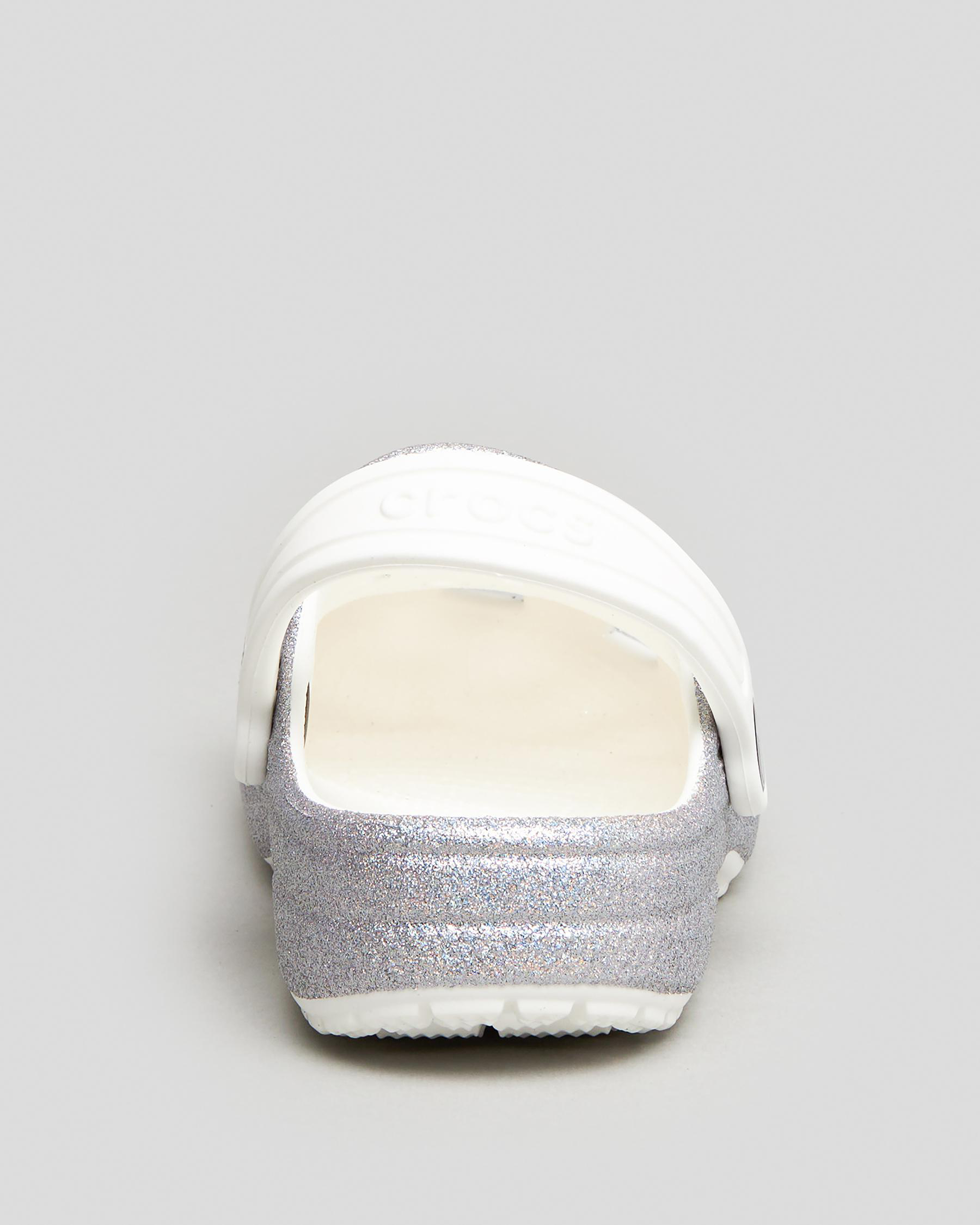 Shop Crocs Kids' Classic Glitter Clogs In White/multi Fast Shipping