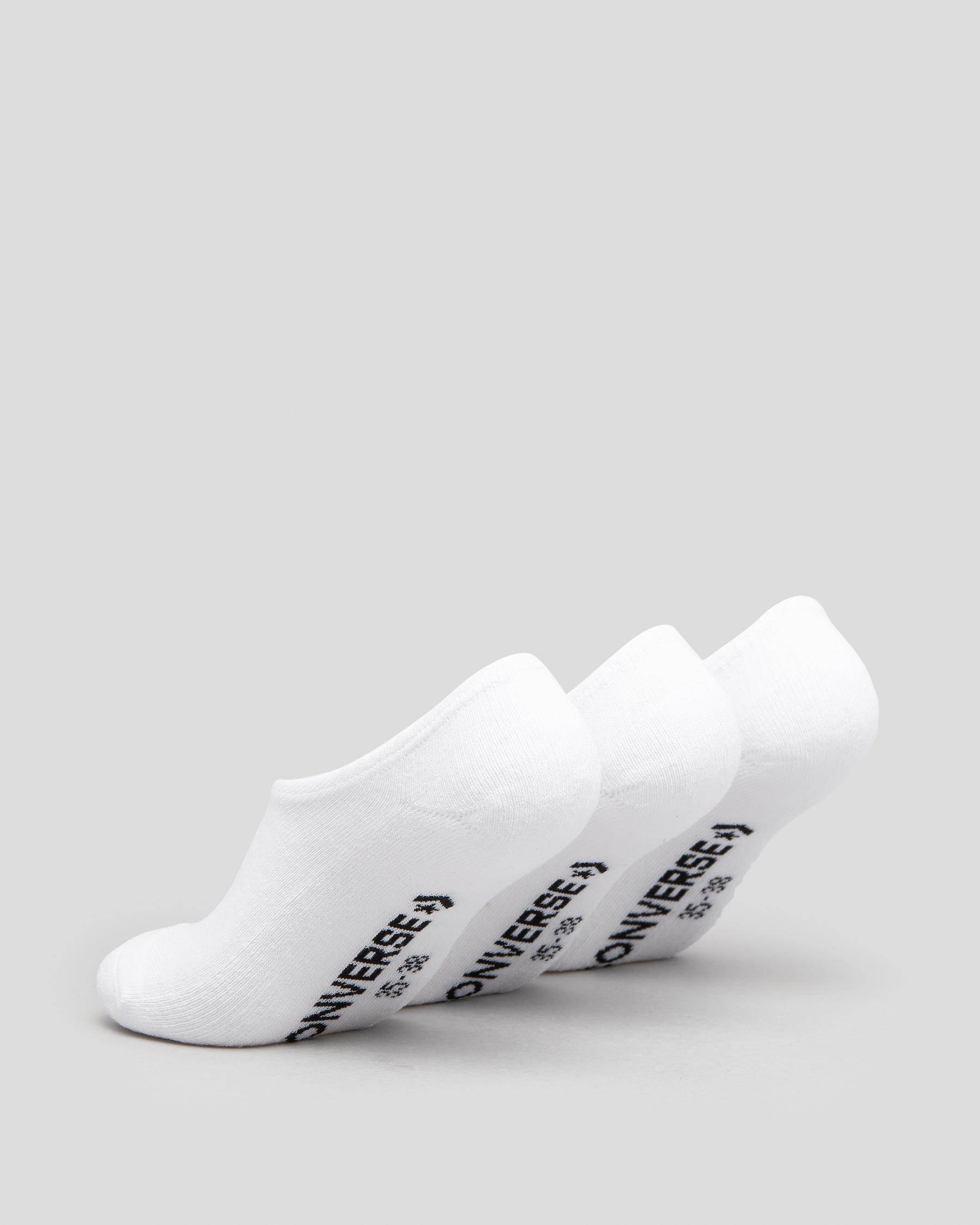 Shop Converse Boys' Invisible Socks 3 Pack In White Fast Shipping