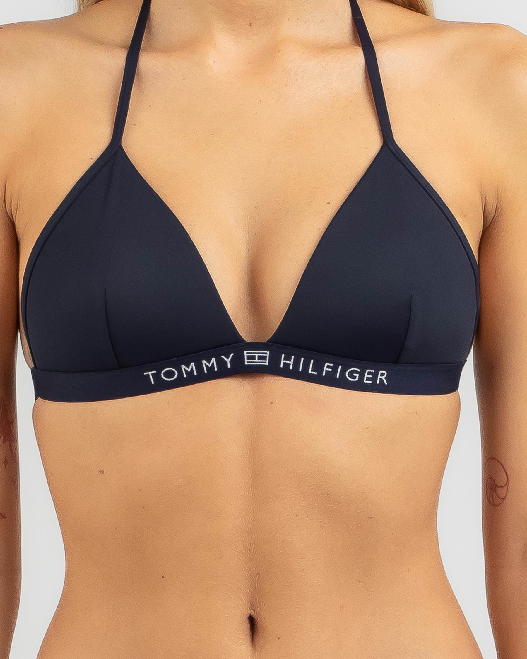 Tommy Hilfiger Core Solid Logo Triangle Bikini Top In Desert Sky - Shipping & Easy - Beach Australia