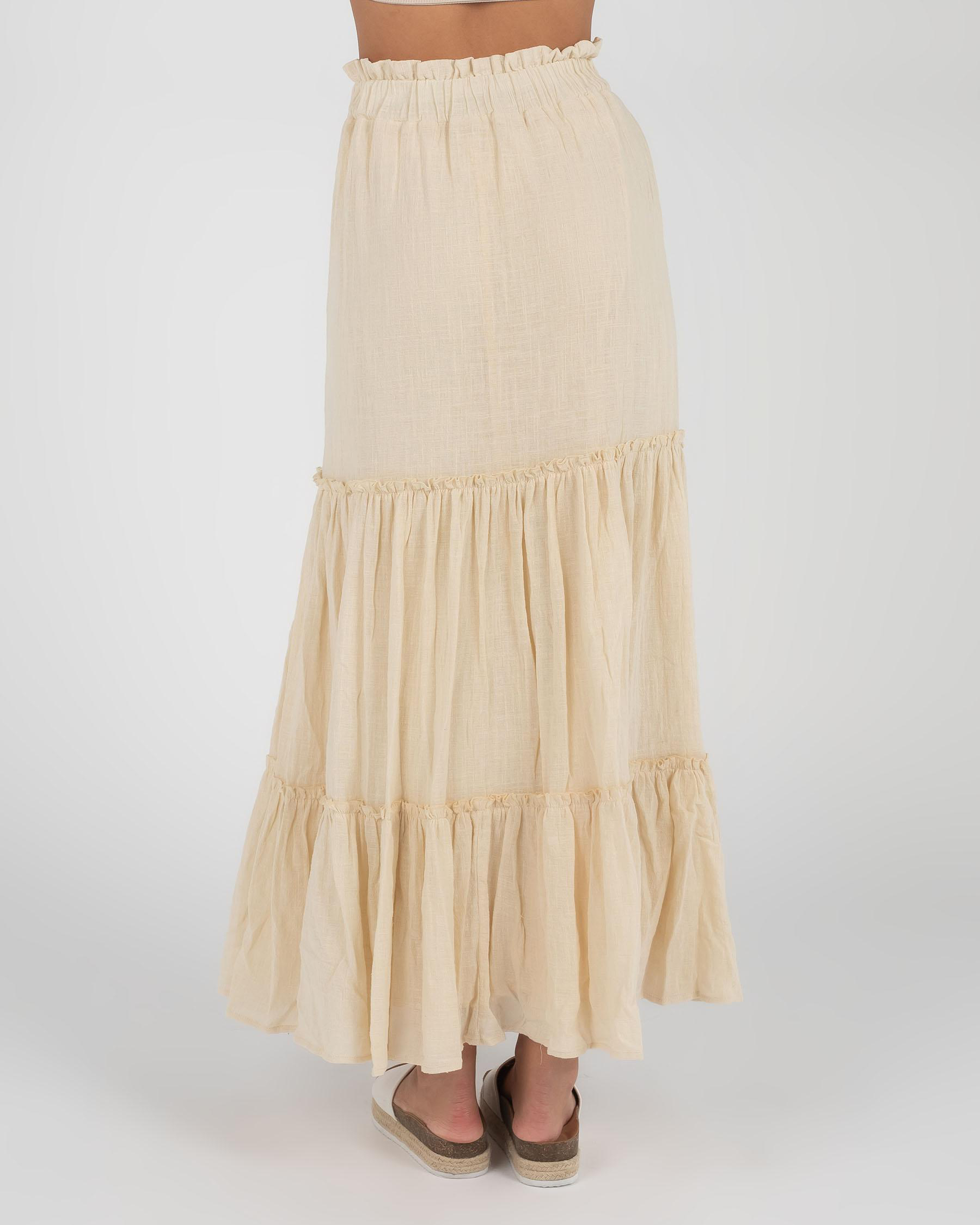 Shop Mooloola Woodstock Maxi Skirt In Natural - Fast Shipping & Easy ...