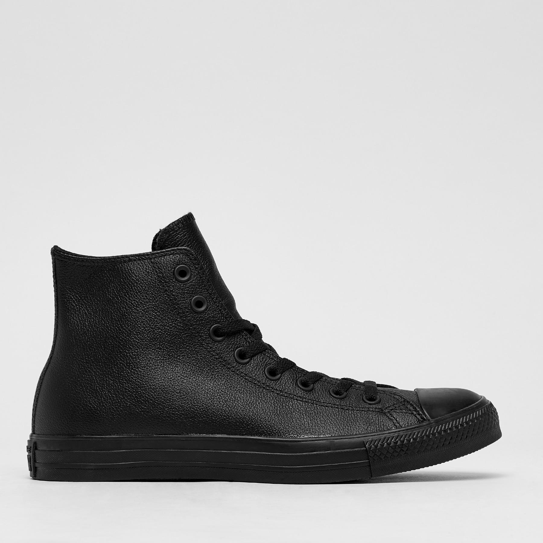 Converse Chuck Taylor All Star Leather Hi-Top Shoes In Black Monochrome ...