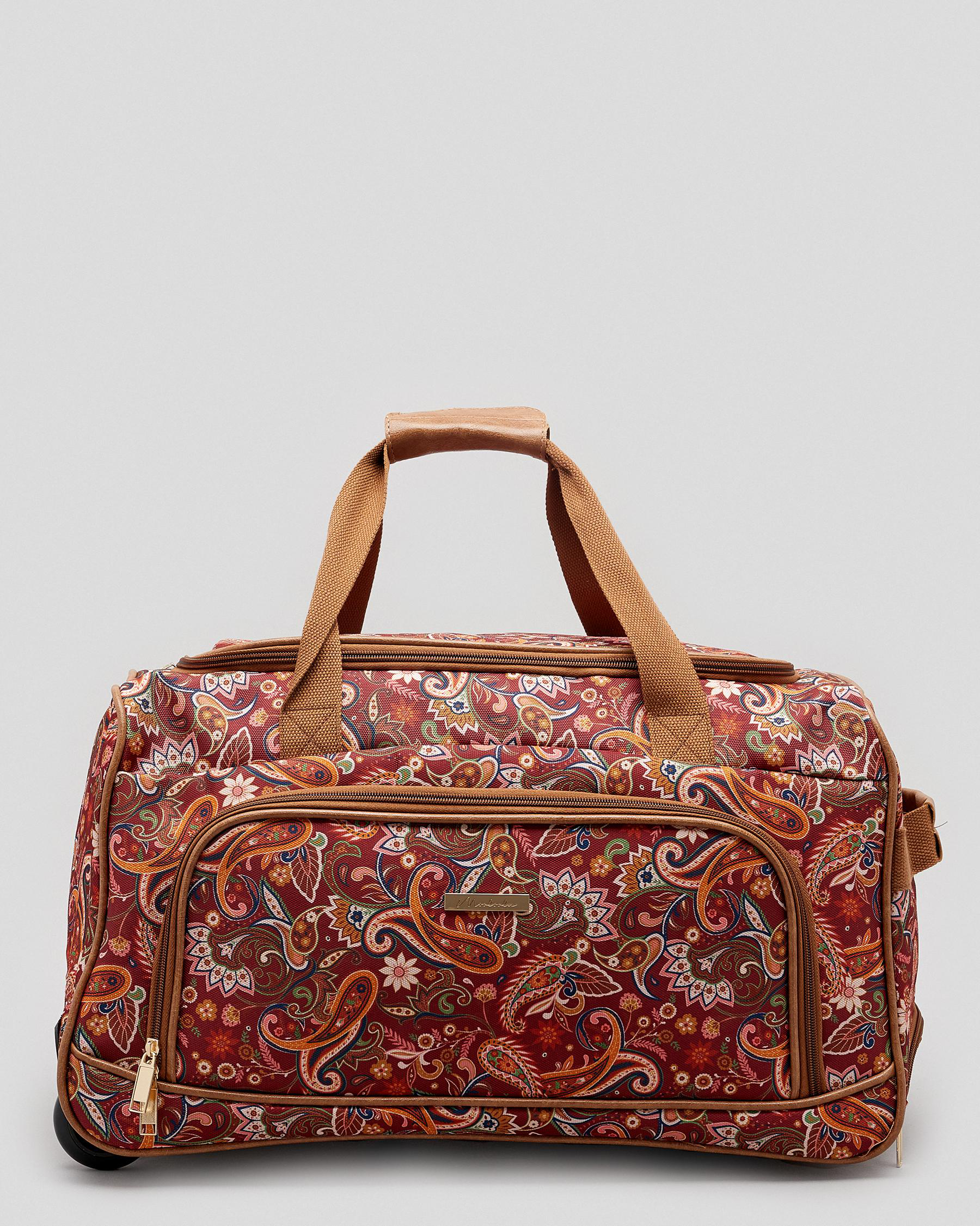 Mooloola Ingrid Small Wheeled Travel Bag In Red/orange Fast Shipping