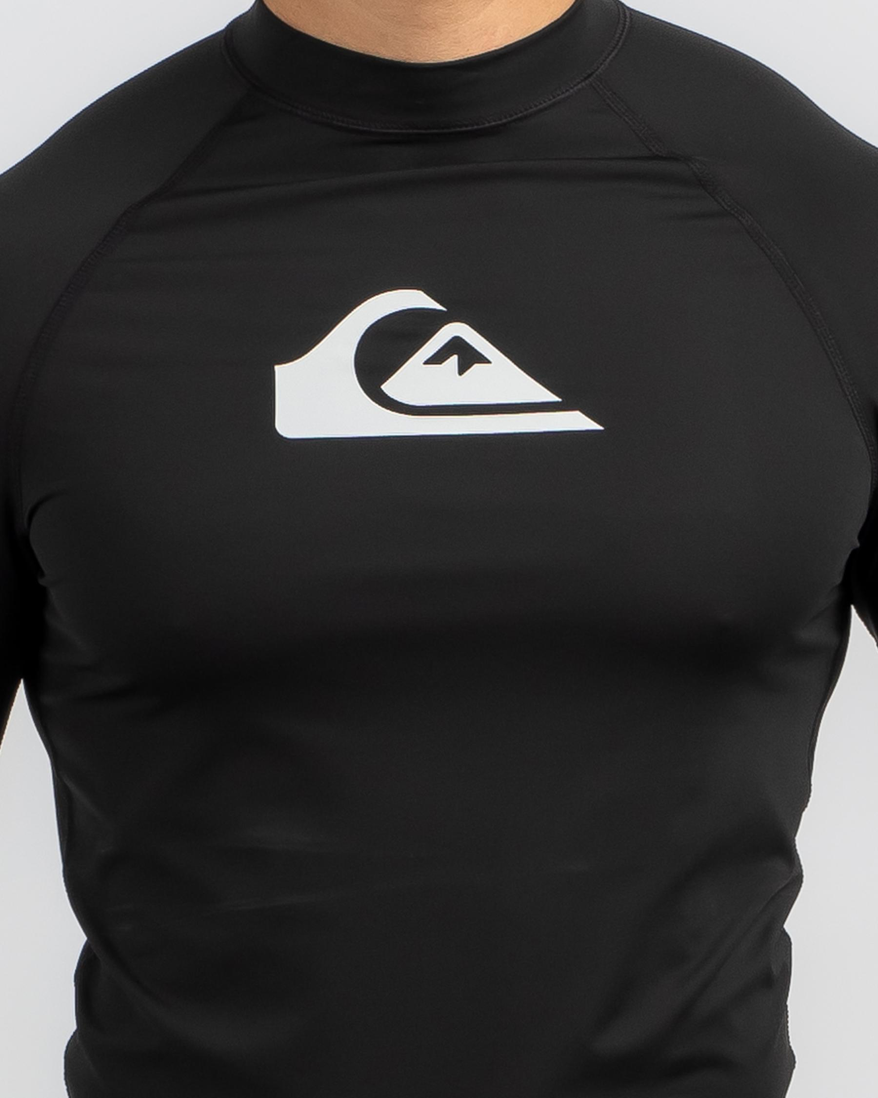 Quiksilver All Time Short Sleeve Rash Vest In Black Fast Shipping