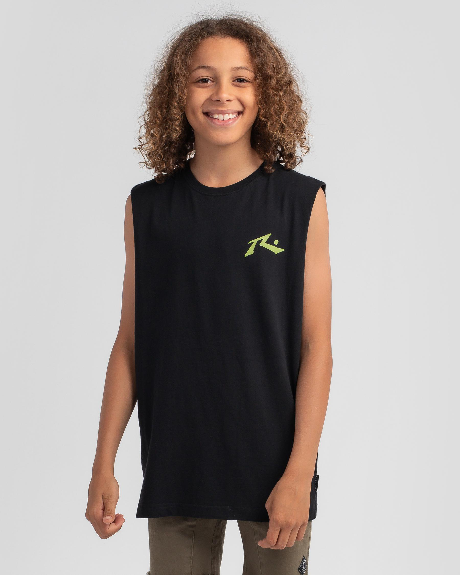 Shop Rusty Boys' Competition Muscle Tank In Black 2 - Fast Shipping ...