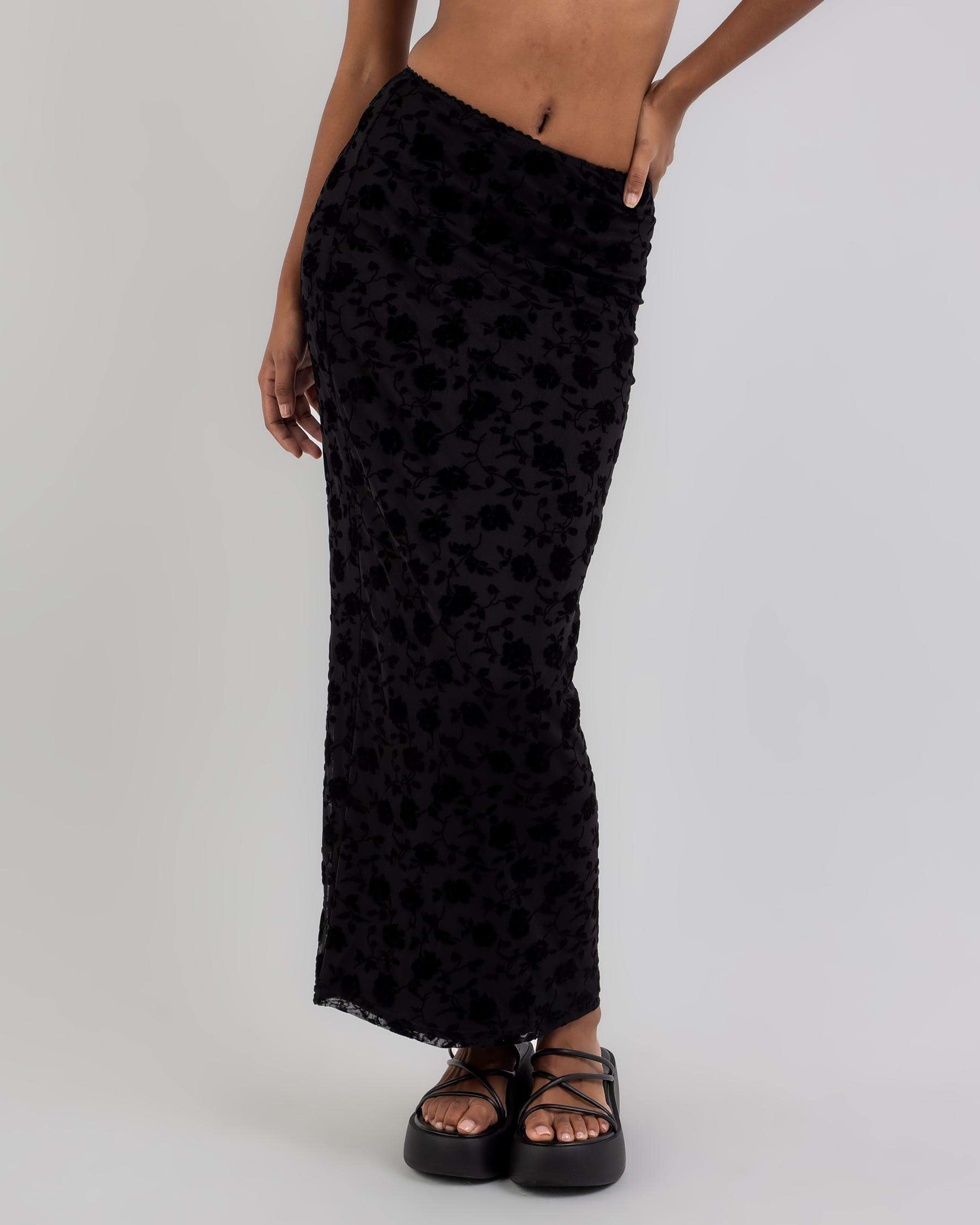 Shop Ava And Ever Murphy Maxi Skirt In Black Floral - Fast Shipping ...