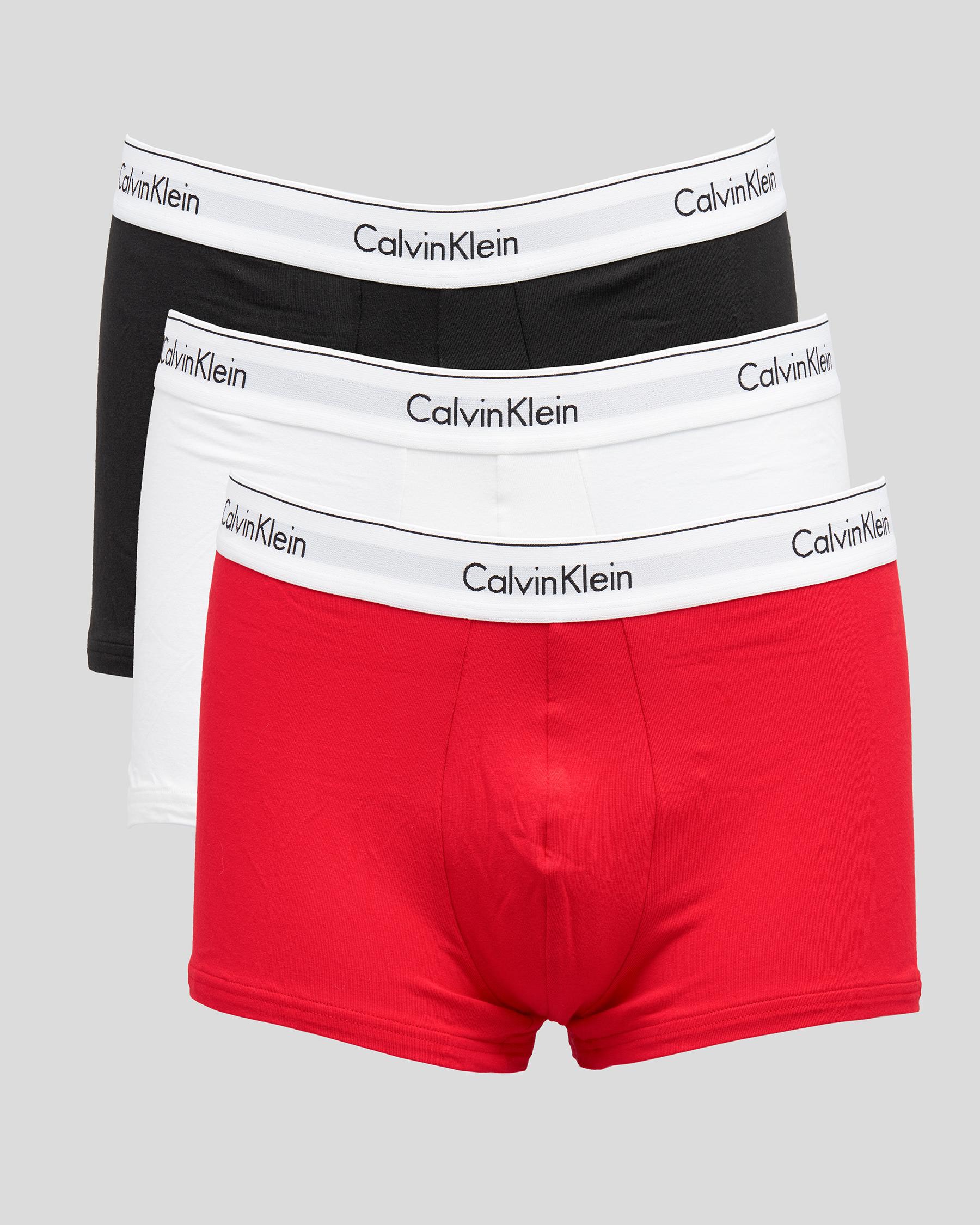 Shop Calvin Klein Modern Cotton Stretch Trunks 3 Pack In White/exact ...
