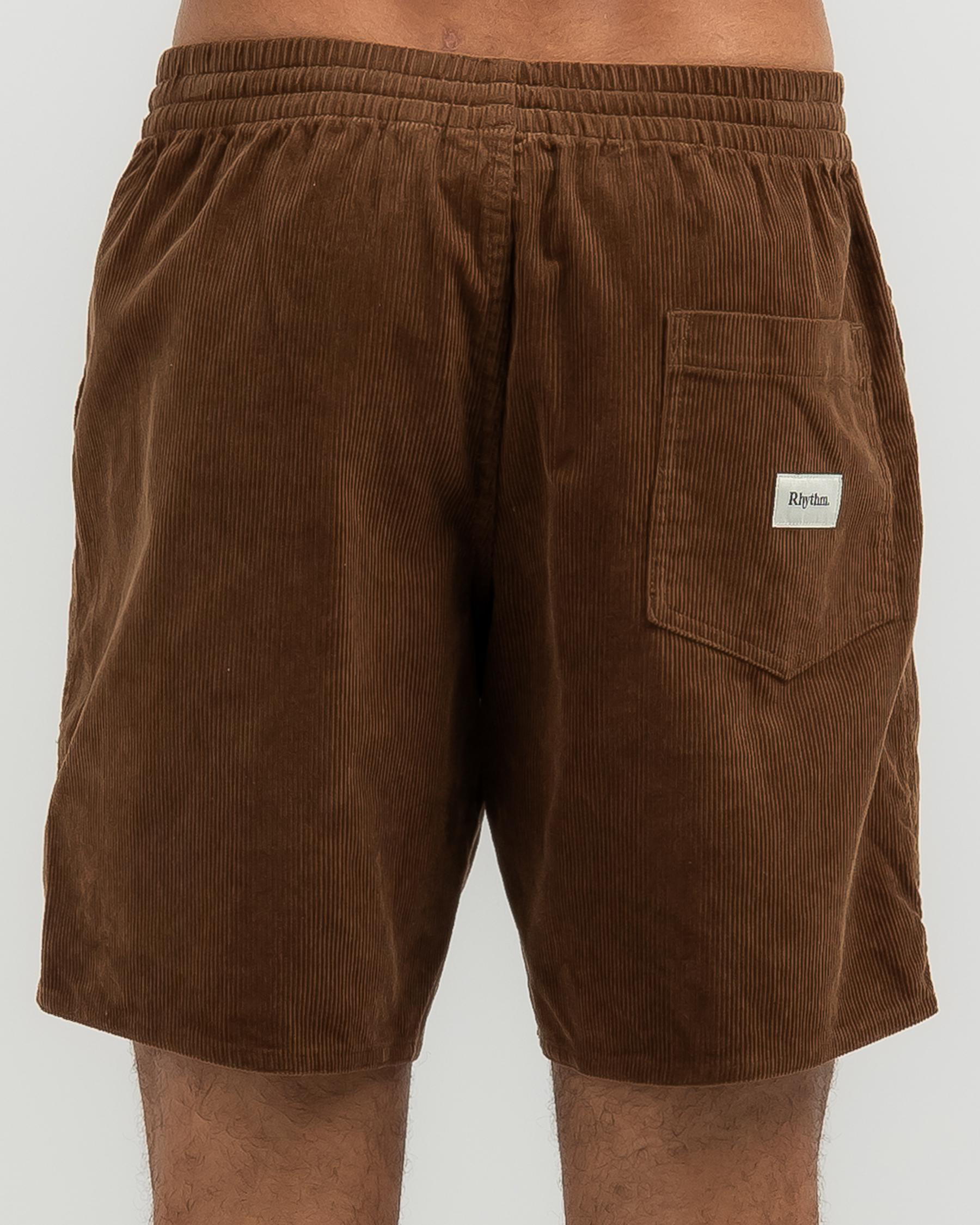 Shop Rhythm Classic Cord Jam Shorts In Chocolate Fast Shipping & Easy