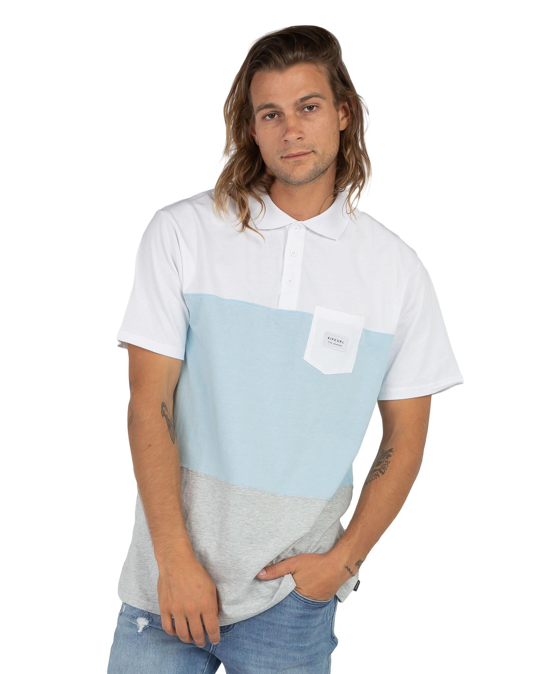 Shop Rip Curl Duality Short Sleeve Polo Shirt In White Fast Shipping