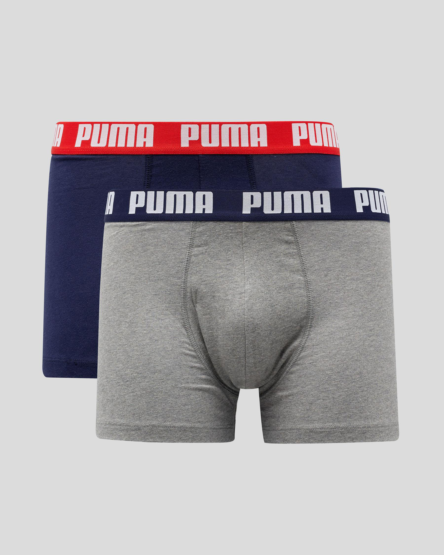 Shop Puma Basic Boxer Briefs Pack In Blue/grey Melange Fast