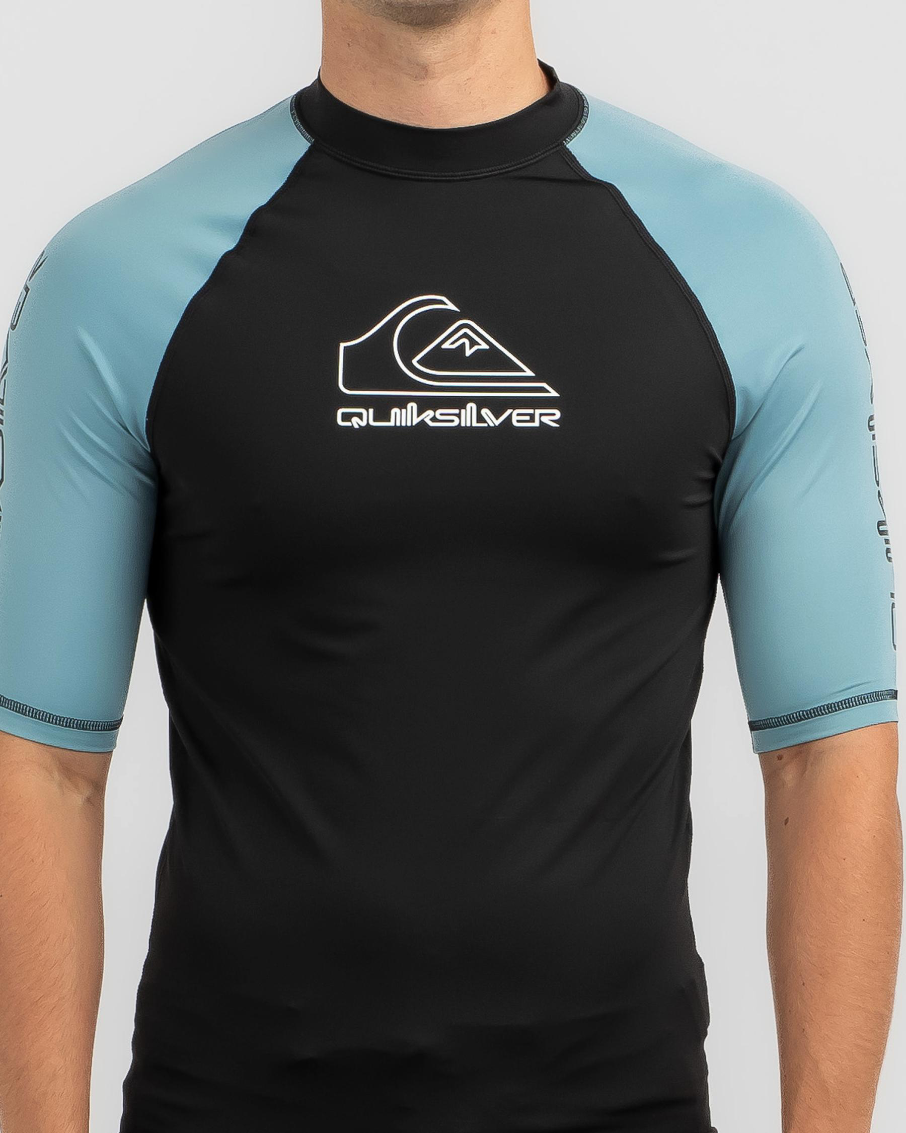 Shop Quiksilver On Tour Short Sleeve Rash Vest In Reef Waters Fast