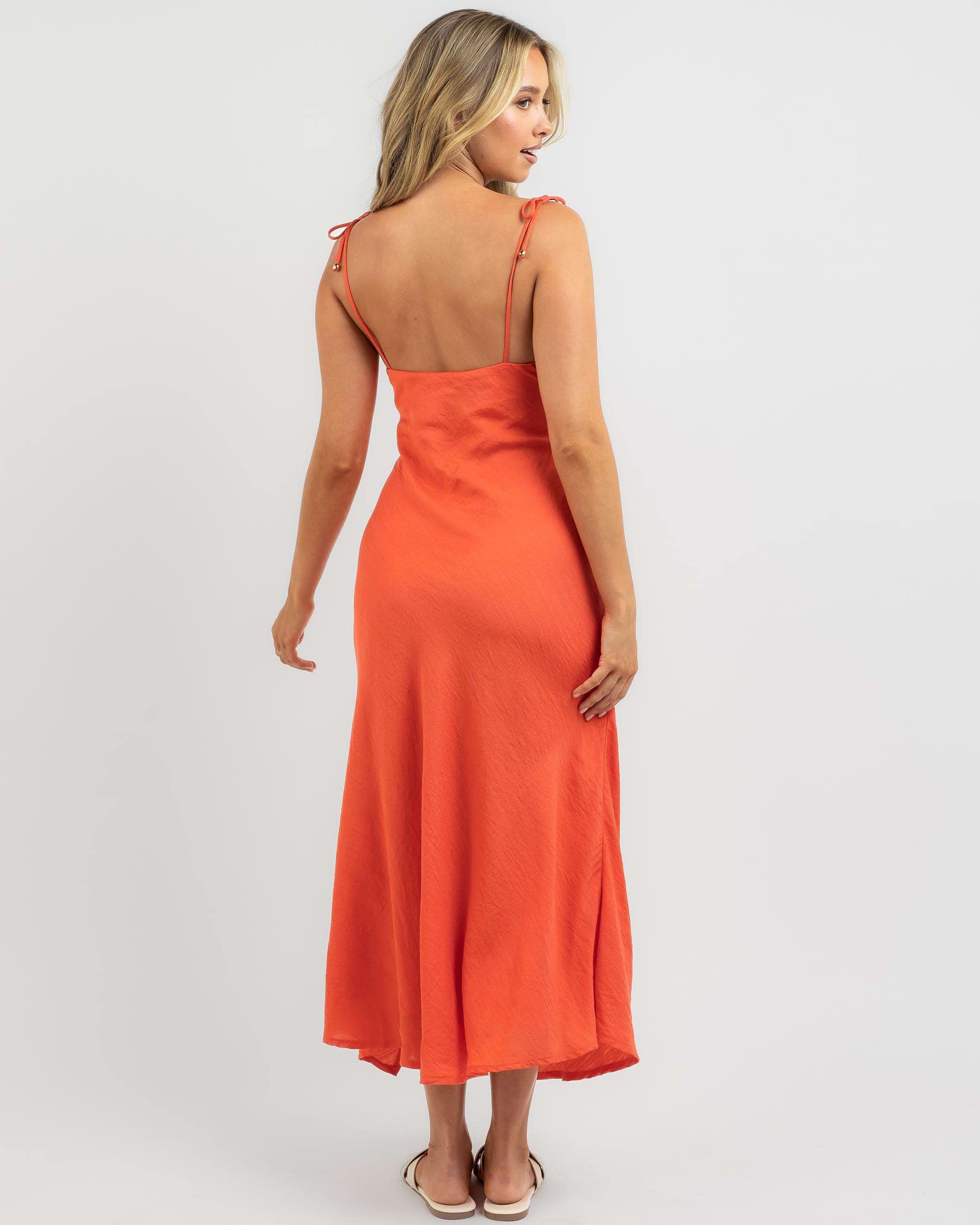 Shop Here Comes The Sun Amabel Midi dress In Orange Fast Shipping