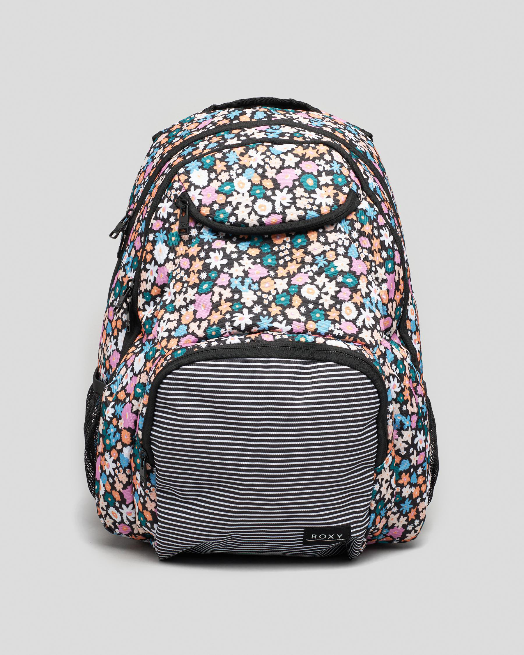 Shop Roxy Shadow Swell Printed Backpack In Anthracite Flower Power ...
