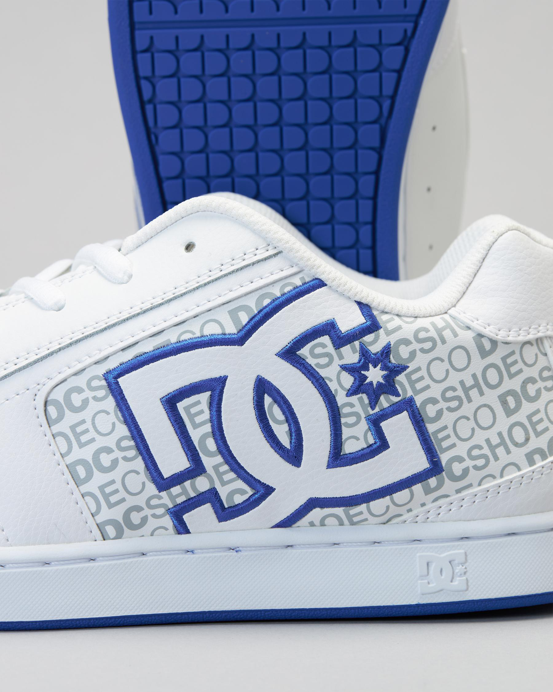 Shop DC Shoes Net Shoes In White/grey/blue - Fast Shipping & Easy ...