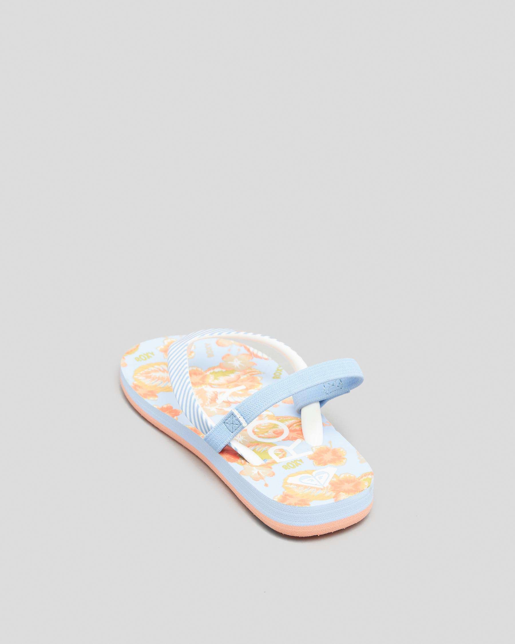 Roxy Toddlers' Pebbles Thongs In Shady Blue/orange - Fast Shipping ...