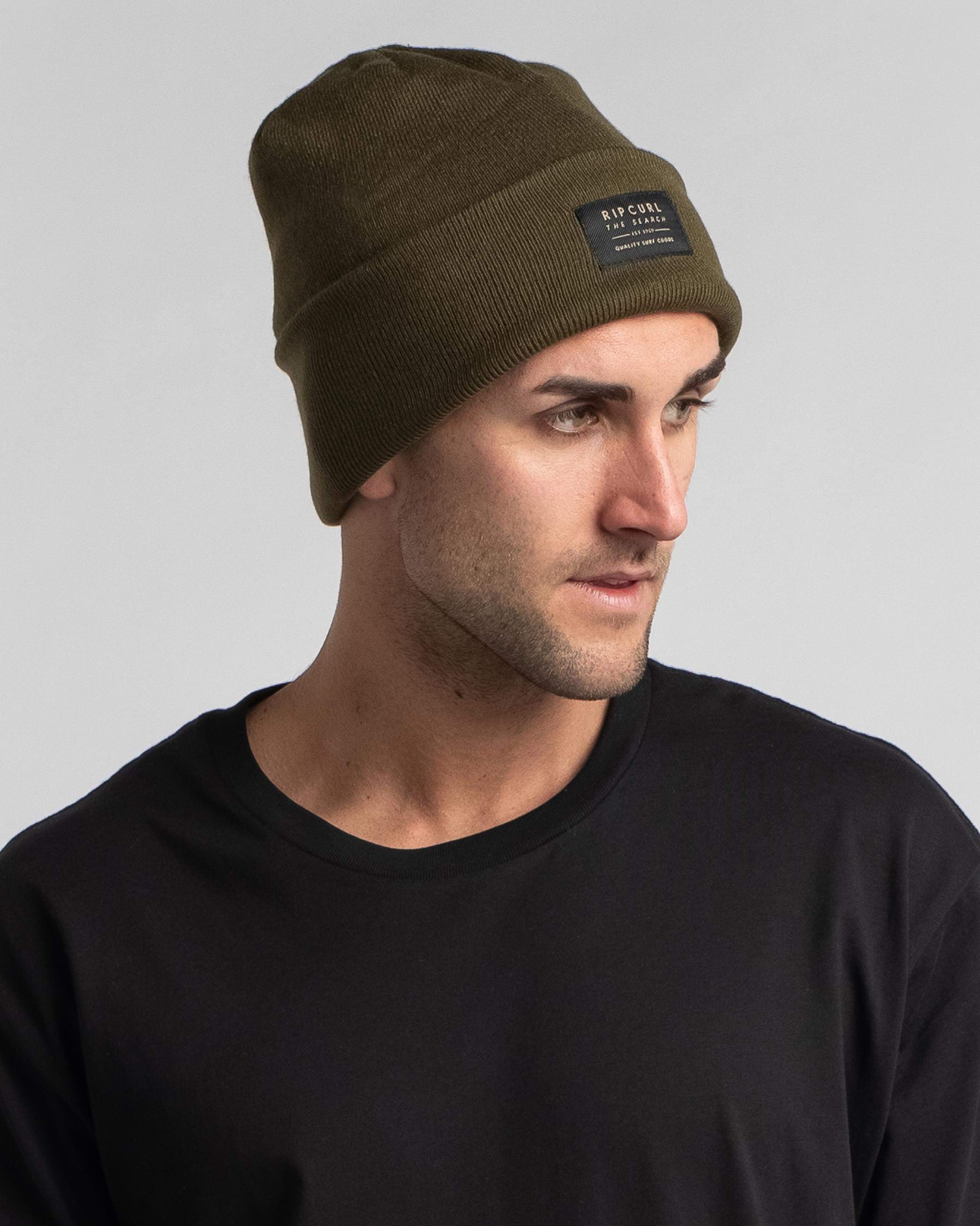 Shop Rip Curl Crusher Beanie In Dark Olive - Fast Shipping & Easy ...