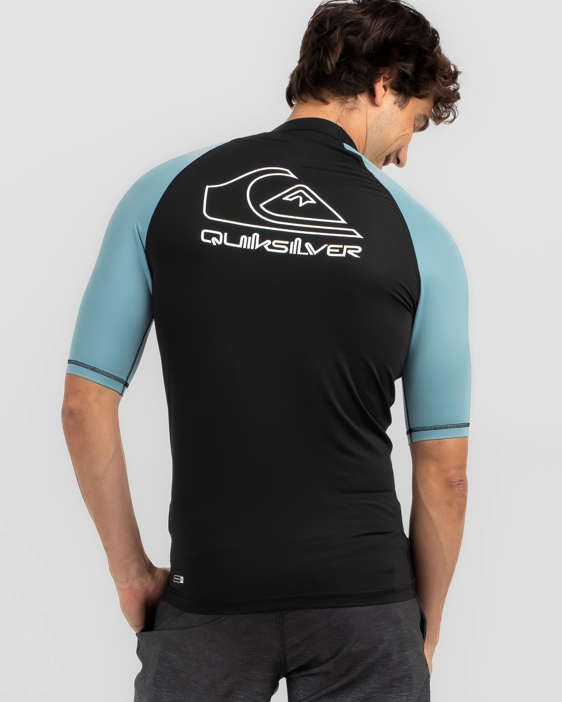 Shop Quiksilver On Tour Short Sleeve Rash Vest In Reef Waters Fast