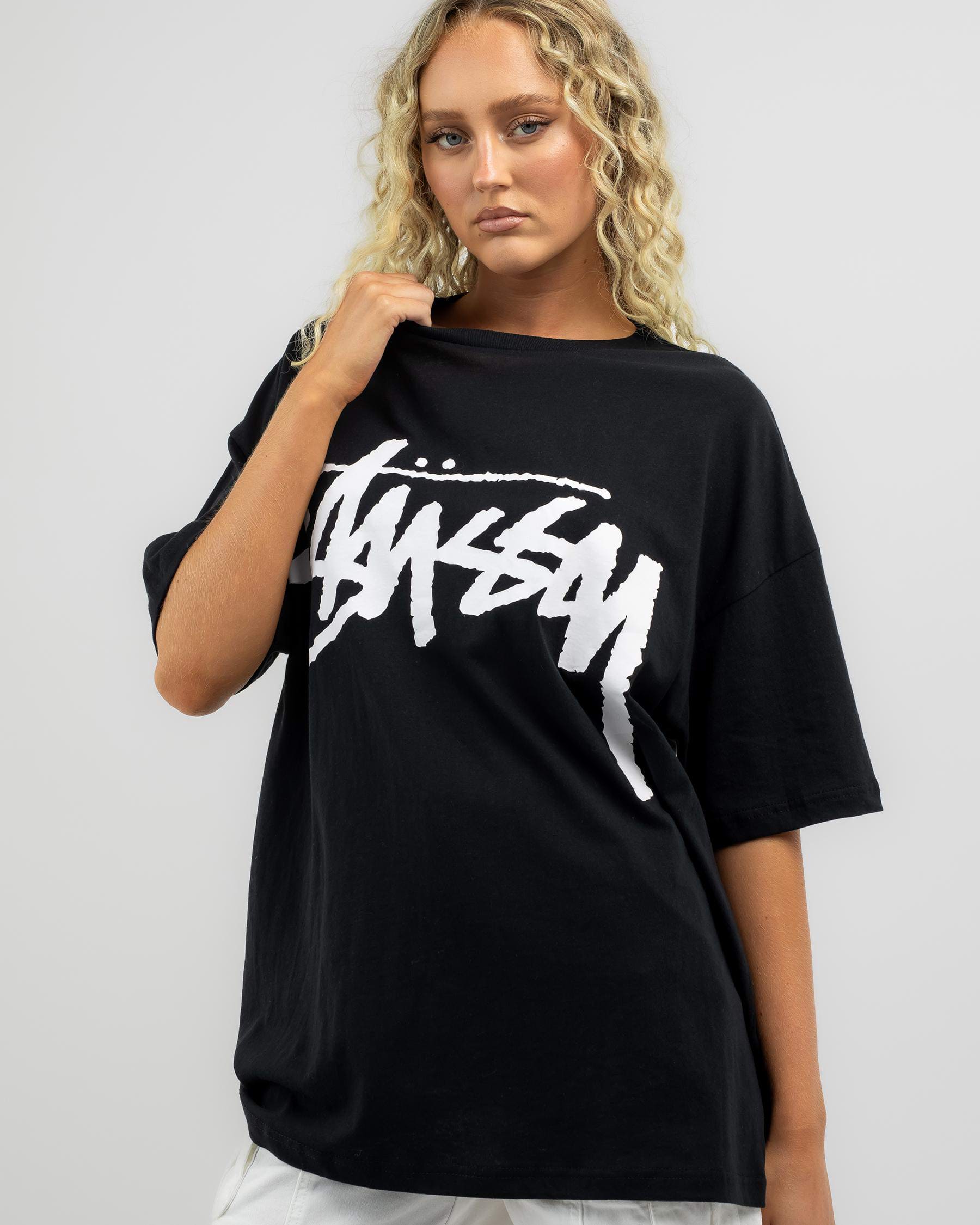 Shop Stussy Bigger Stock Relaxed Tee In Black - Fast Shipping & Easy ...