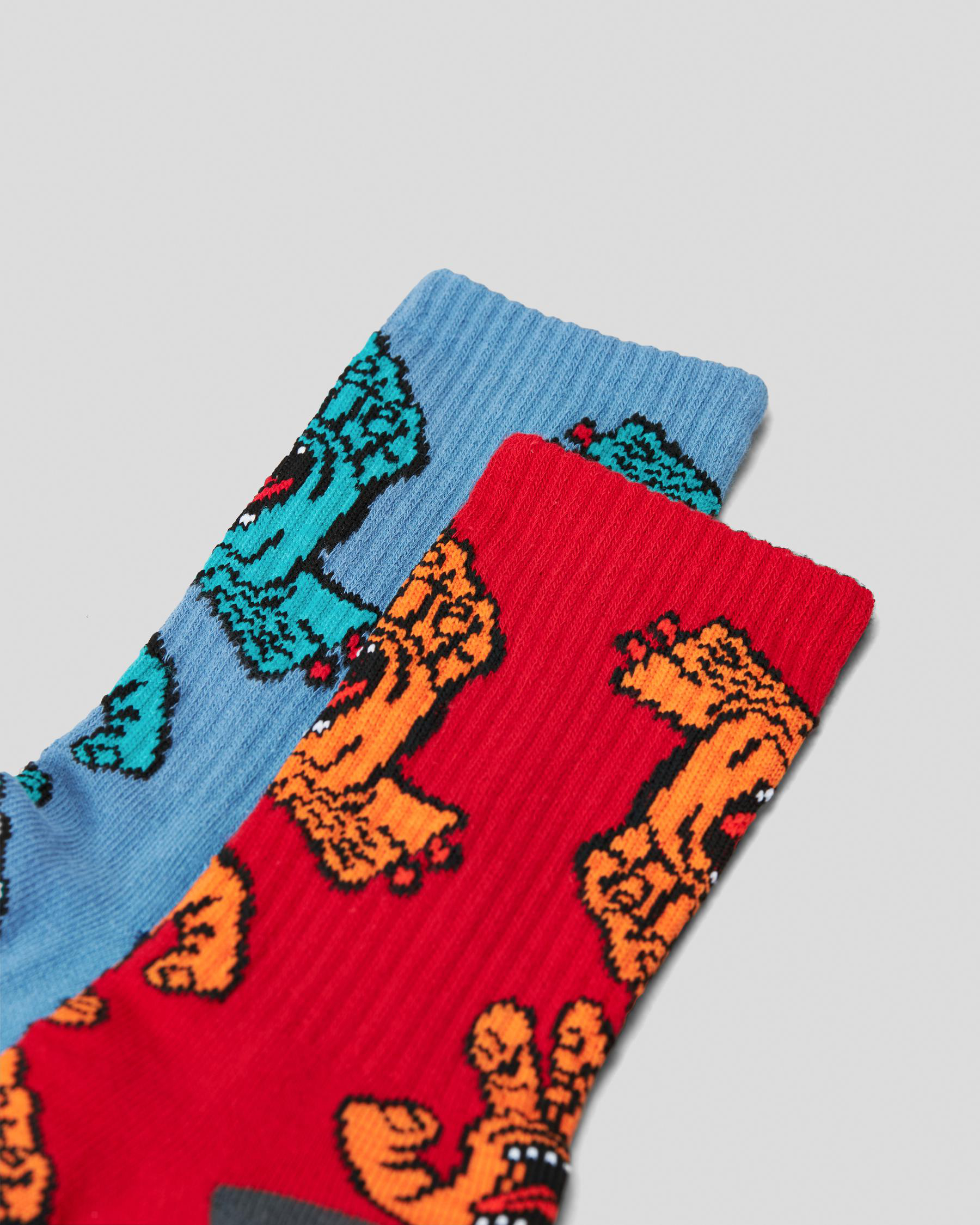 Santa Cruz Crowded Hand Crew Sock 2 Pack In Blue/red FREE* Shipping