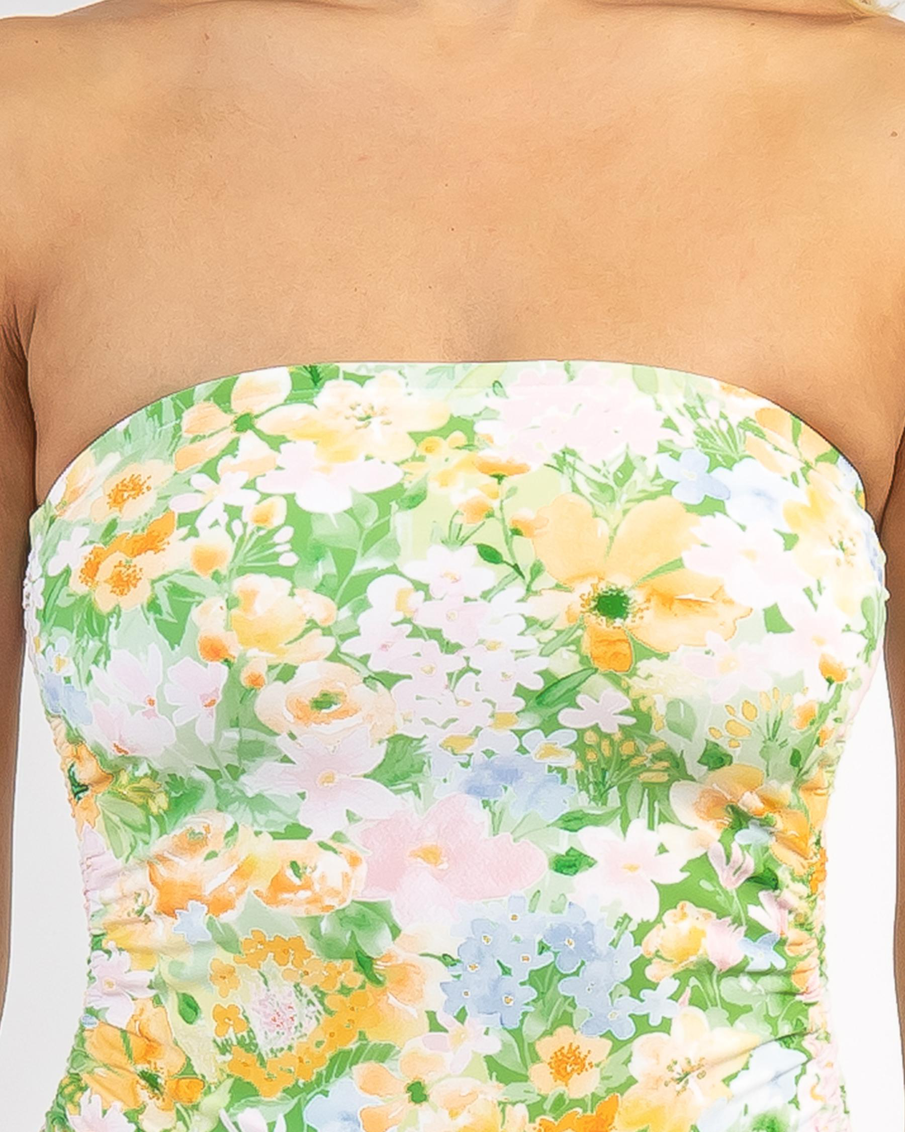 Shop Billabong Soft Rave Naomi Bandeau One Piece Swimsuit In Green