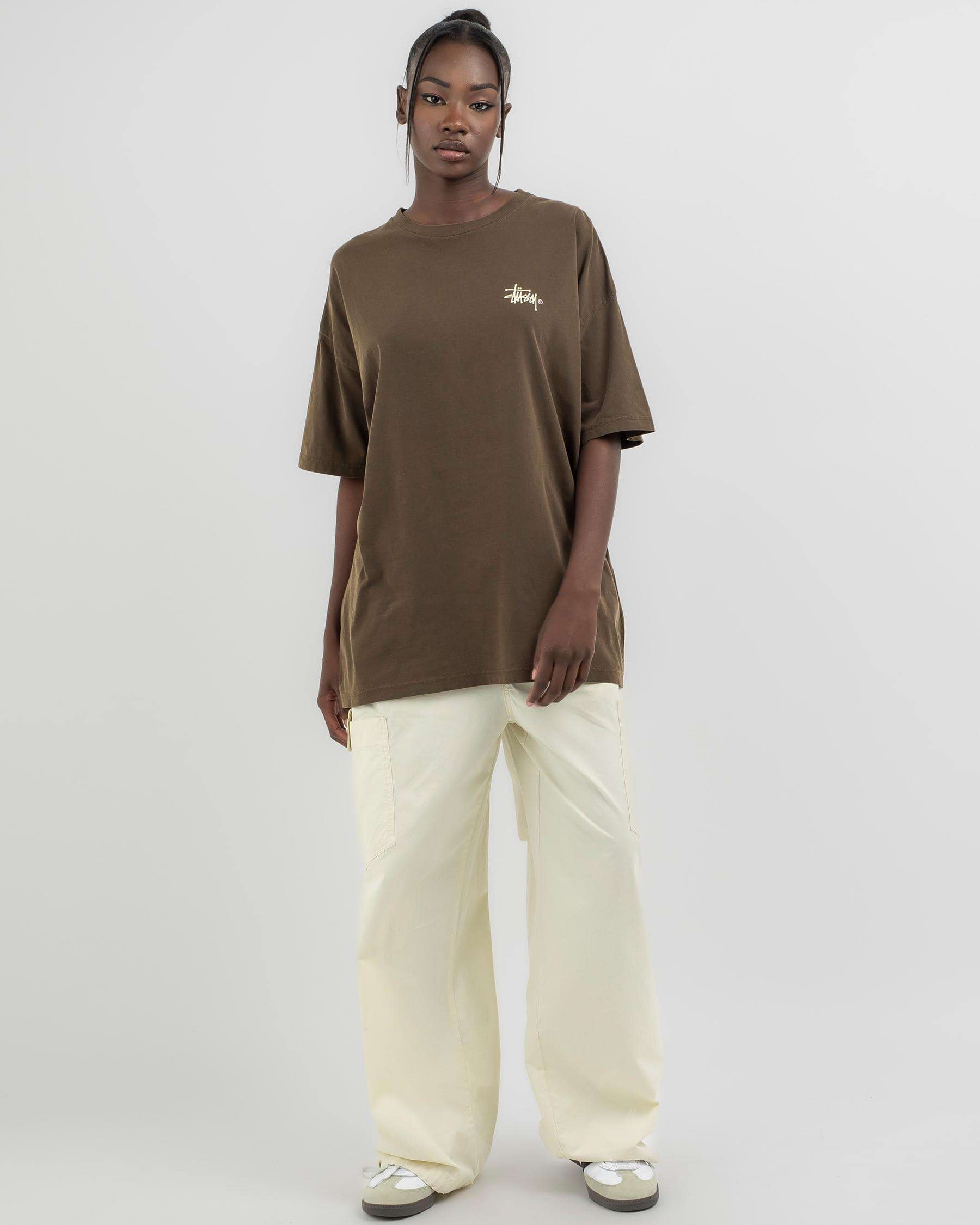 Stussy Graffiti Pigment Relaxed T-Shirt In Tan/coffee - Fast Shipping ...