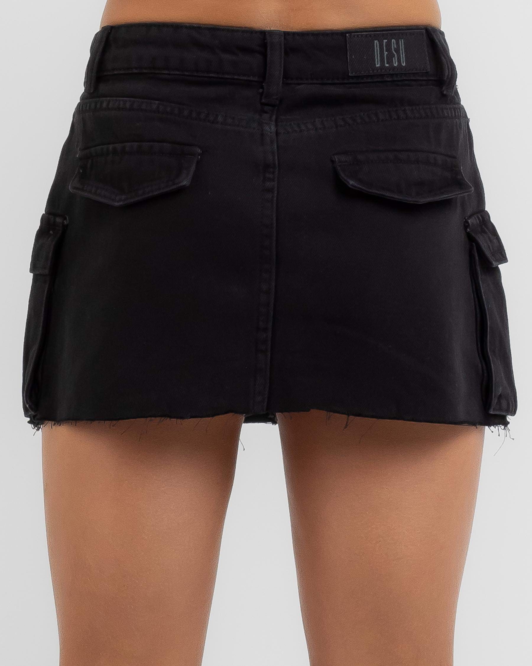DESU Girls' Cargo Mini Skirt In Washed Black - Fast Shipping & Easy ...