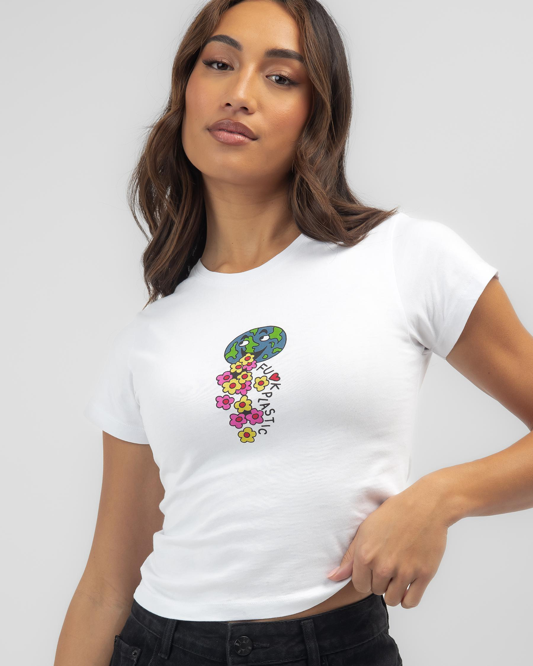 AFENDS Womens Poet - Lace Baby Tee - White