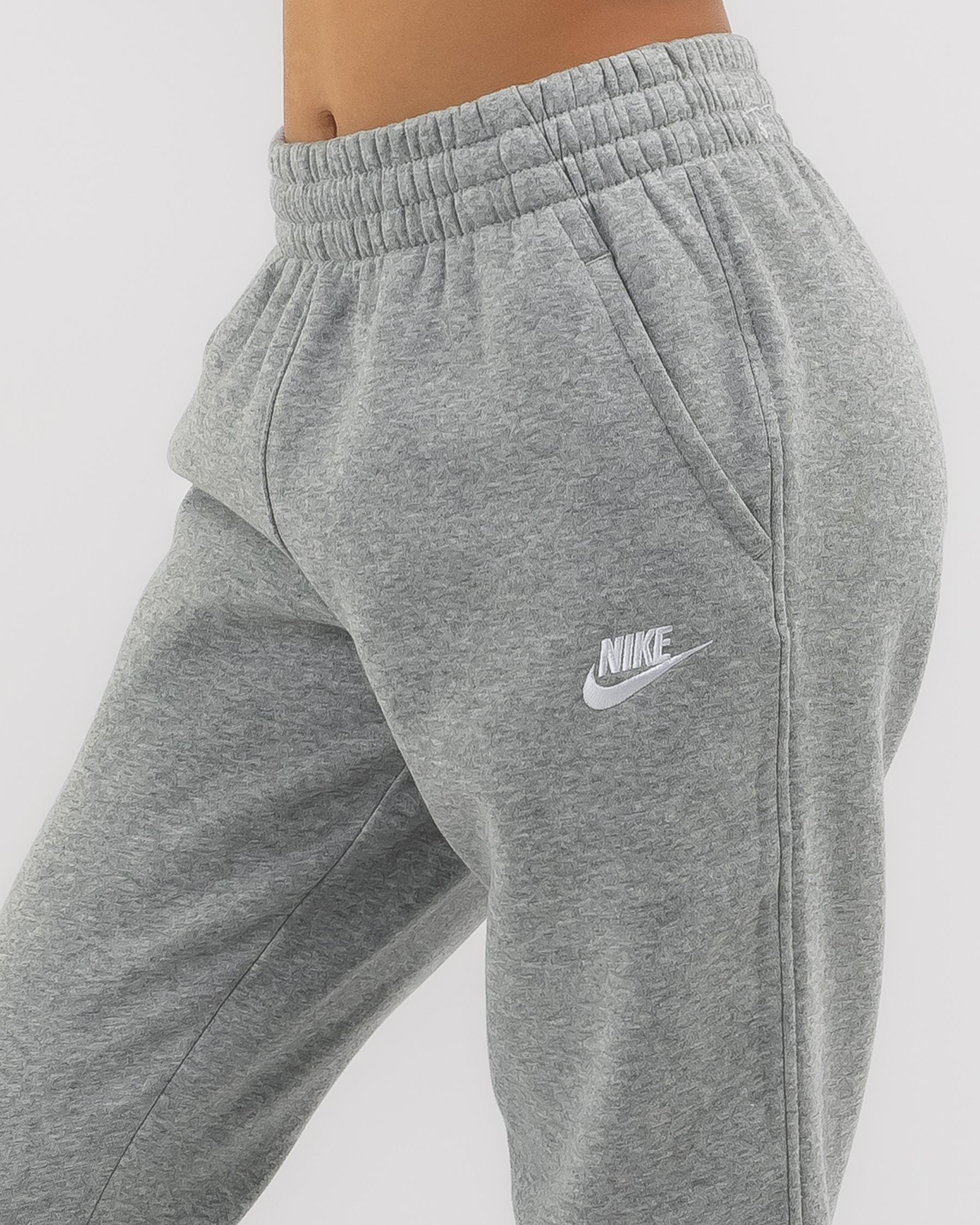 Shop Nike Girls' Club Fleece Track Pants In Dk Grey Heather/base Grey ...