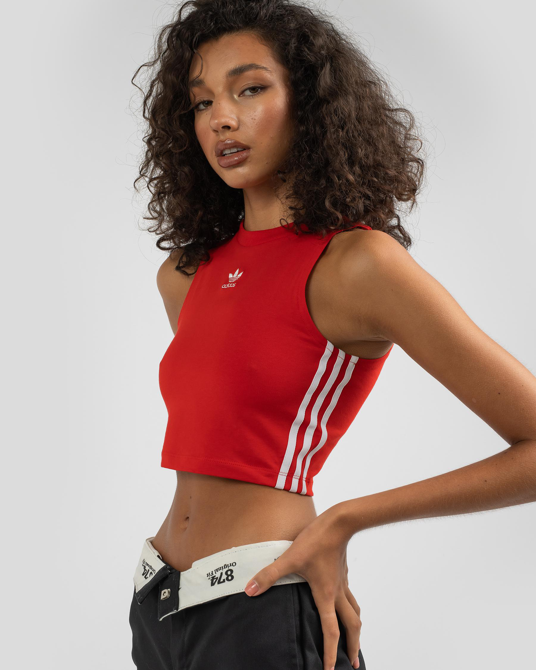 Adidas 3 Stripes Tank Top In Red - Fast Shipping & Easy Returns - City ...
