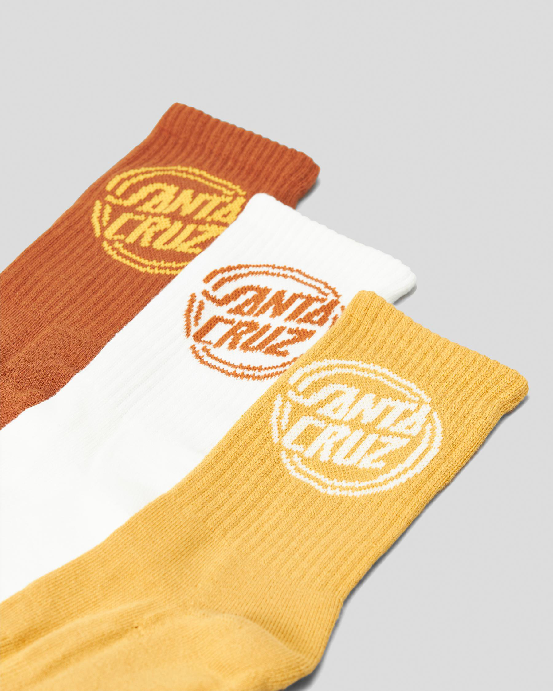 Santa Cruz Alt Dot Mono Sock 3 Pack In Brown/off White/gold FREE