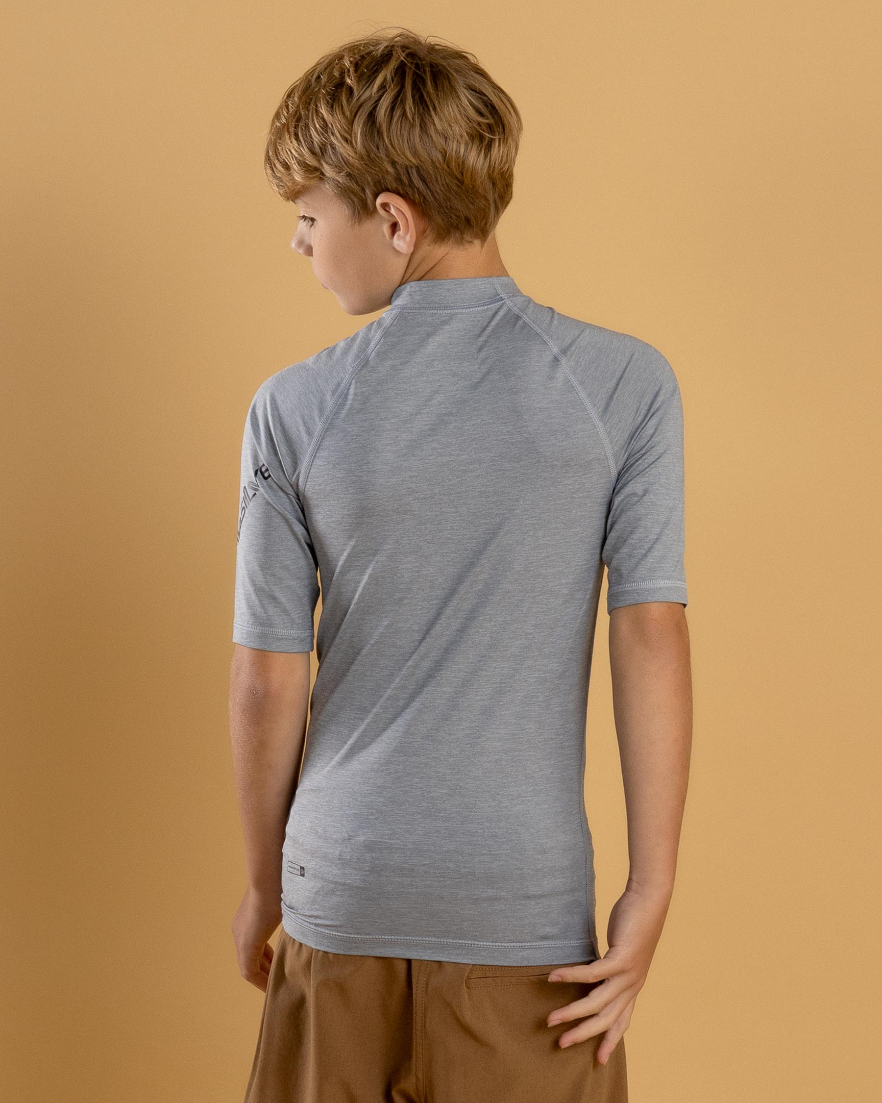 Quiksilver Boys 8 16 All Time Long Sleeve Rash Vest (Quarry Heather)