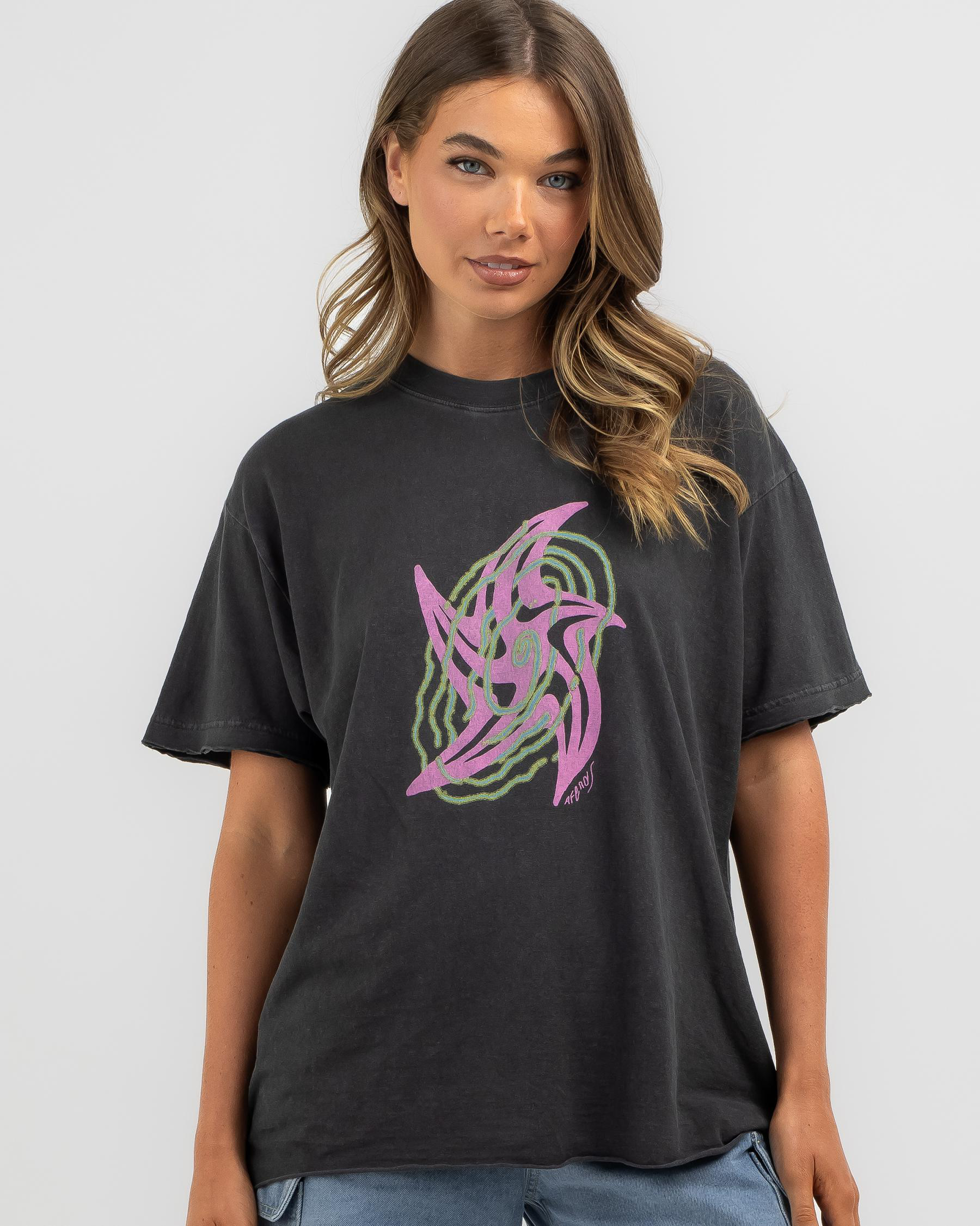 AFENDS Womens Shapes -  Oversized Tee - Black