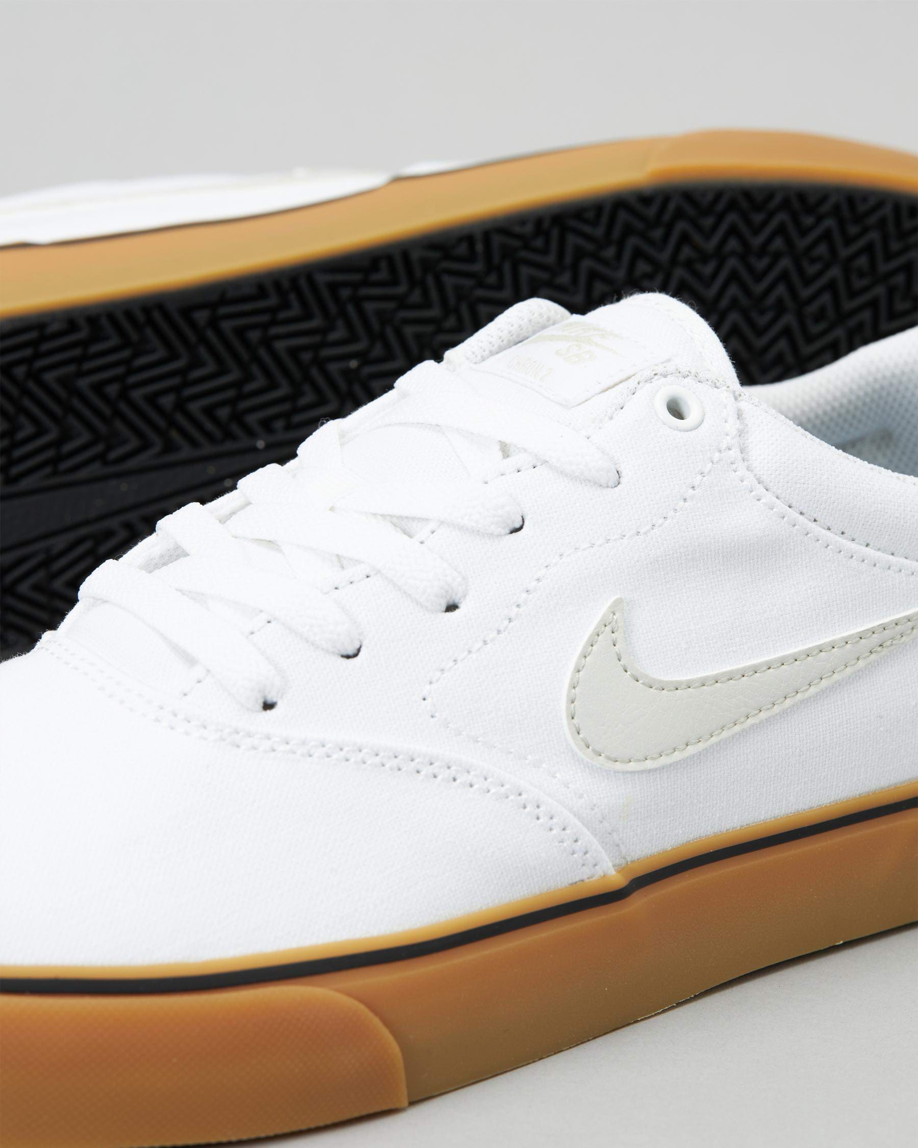 Shop Nike Chron 2 Canvas Shoes In White/lightbone-white-gumlightbrown ...