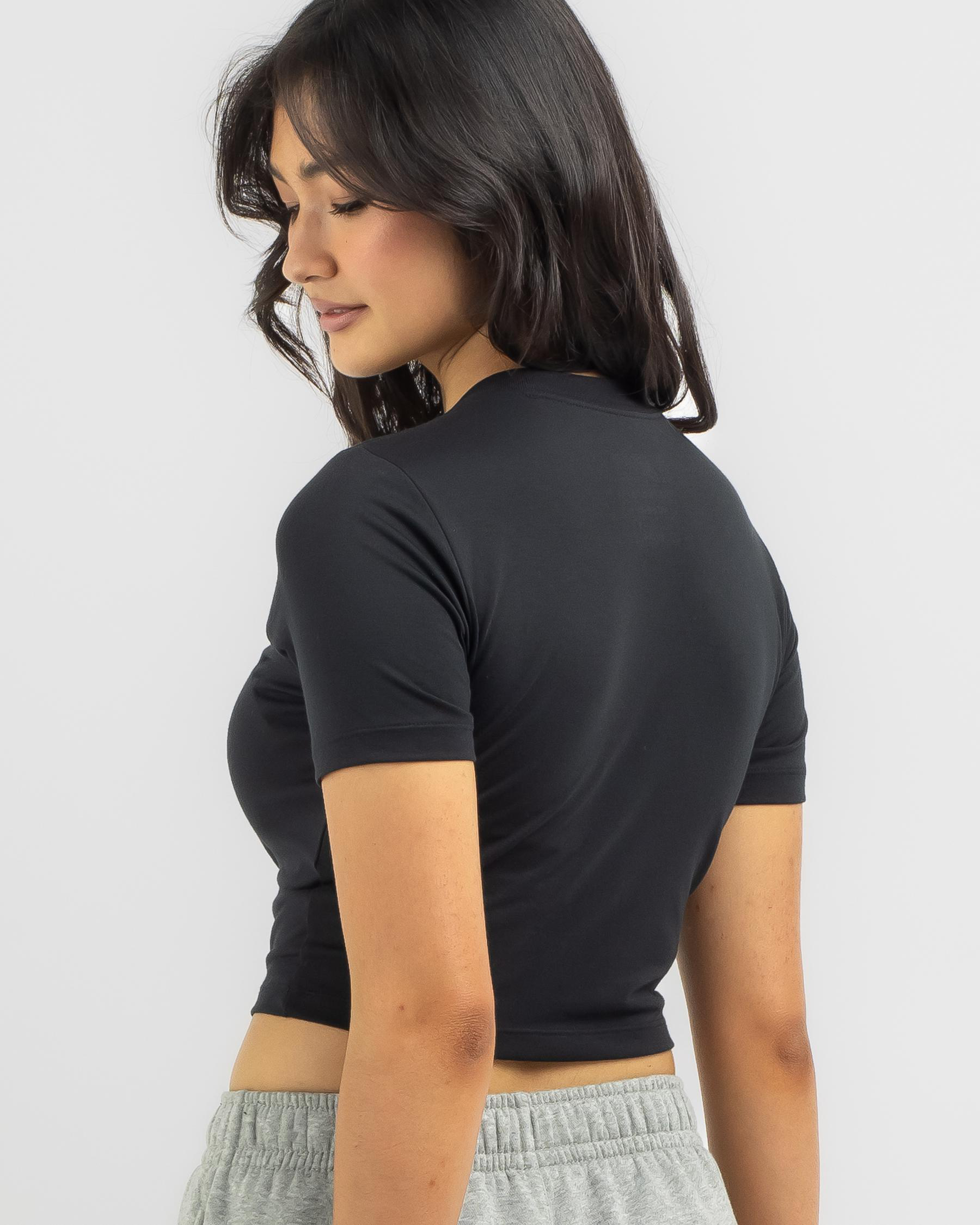 Shop Nike Essential Slim Cropped T-Shirt In Black - Fast Shipping ...