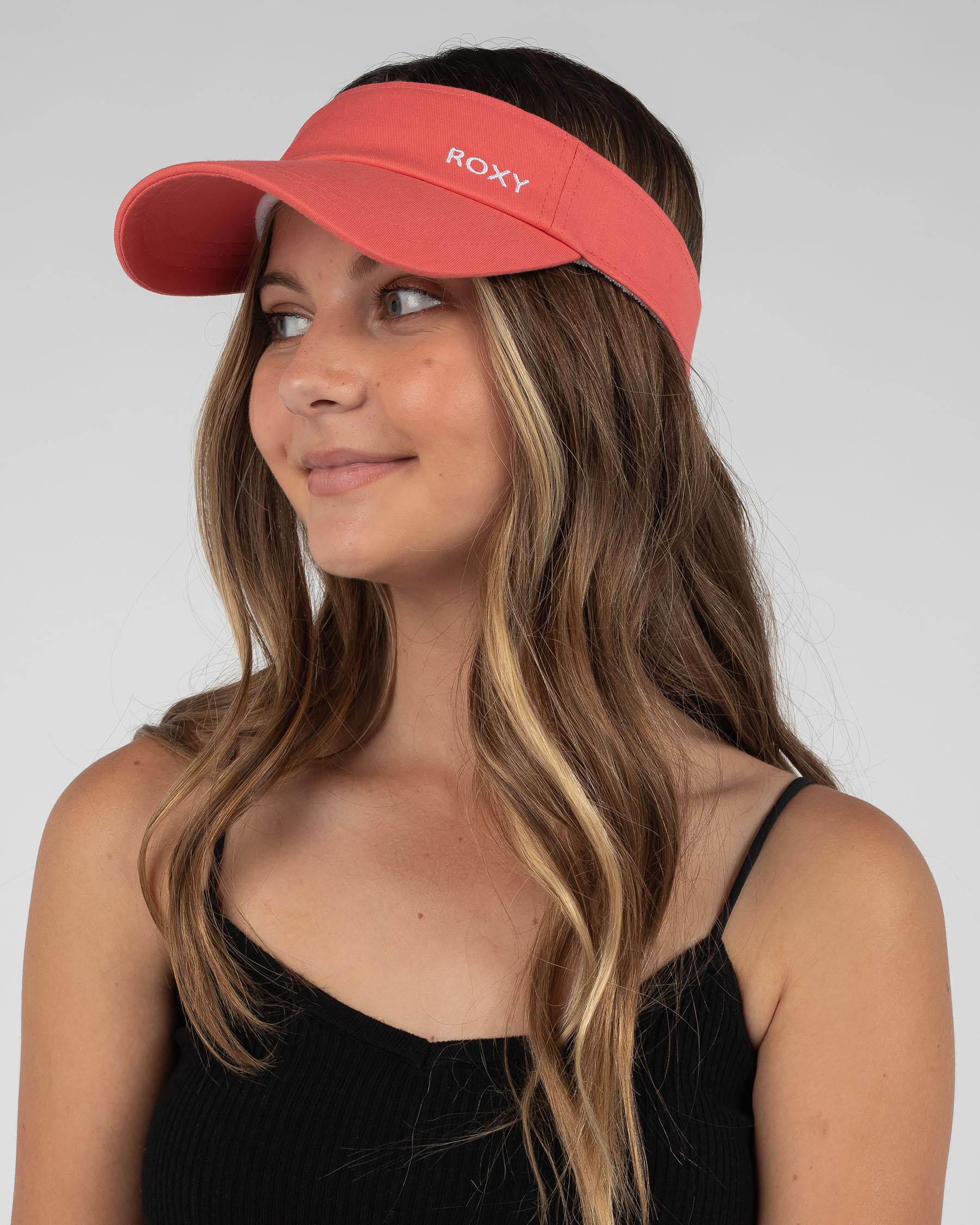 Roxy Girls' Come Find Me Visor In Deep Sea Coral Fast Shipping & Easy
