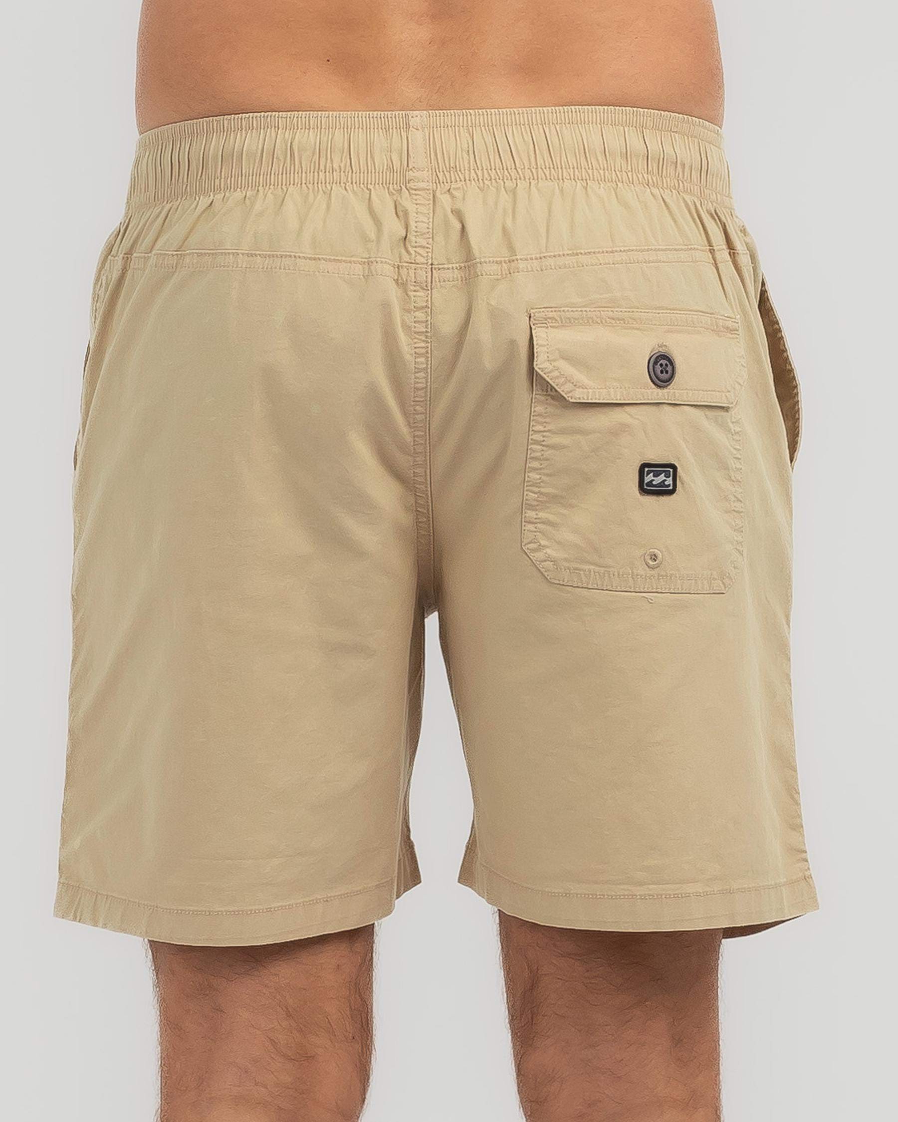 Shop Billabong Mario Stretch Elastic Shorts In Khaki - Fast Shipping ...