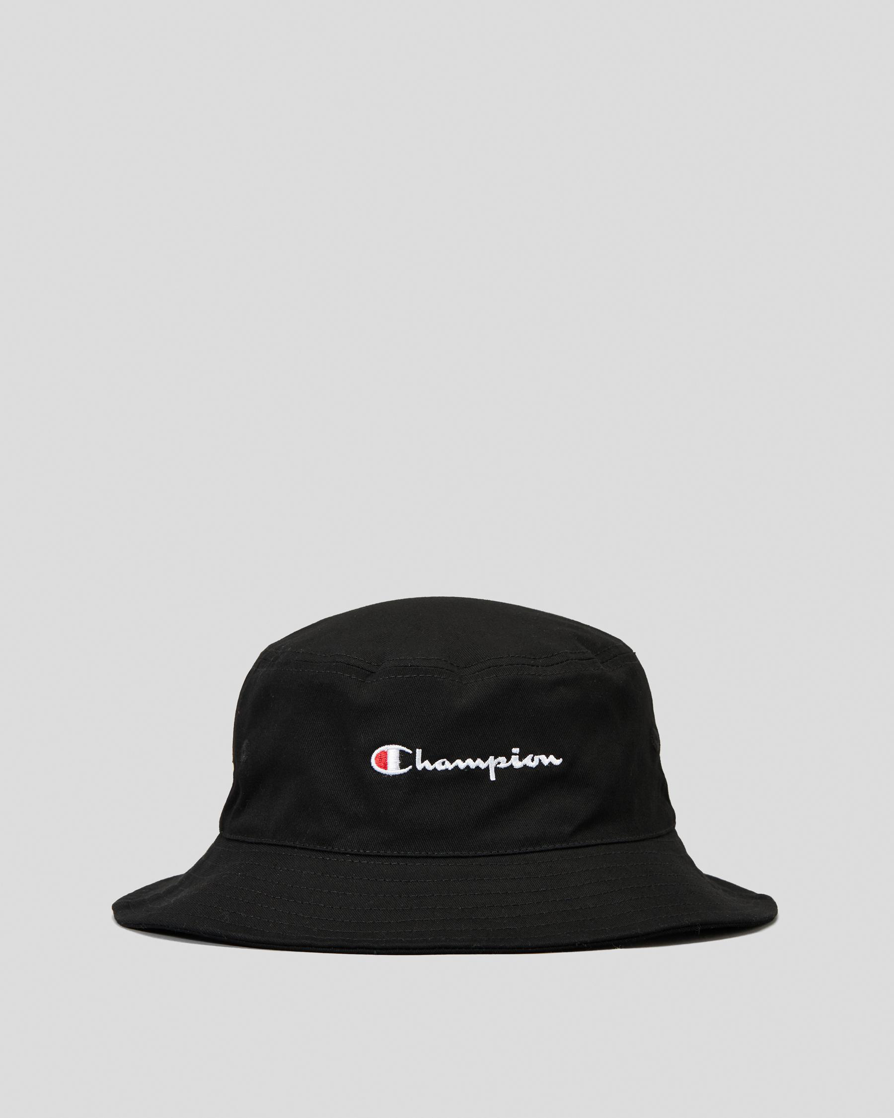 Shop Champion Juniors Script Bucket Hat In Black - Fast Shipping & Easy ...