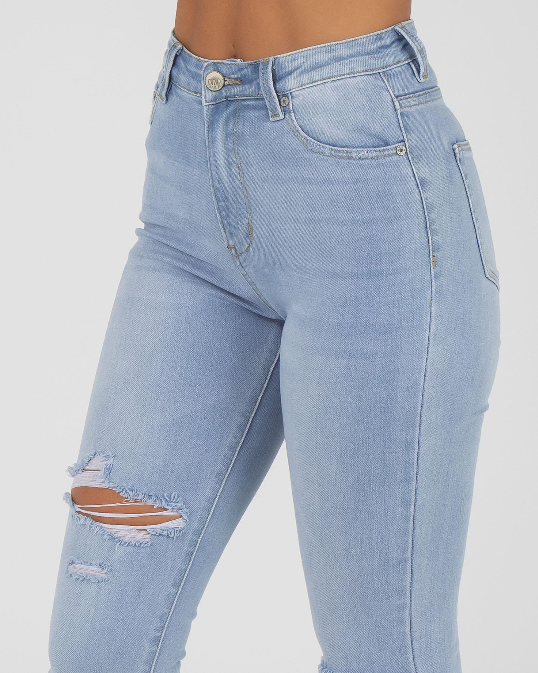 Ziggy Denim Swizzle Sticks Jeans In Brighter Waters Trashed FREE