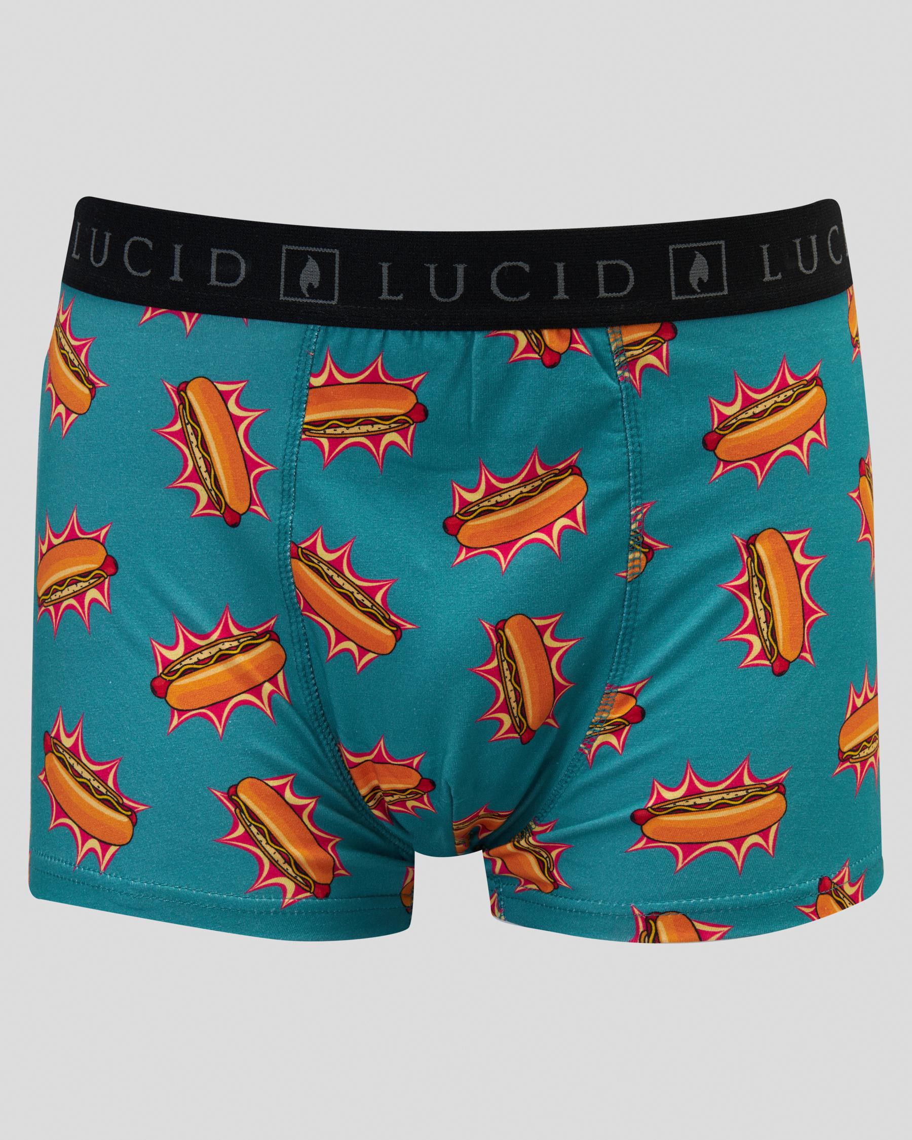 Shop Lucid Hot Dog Fitted Boxers In Cyan - Fast Shipping & Easy Returns ...