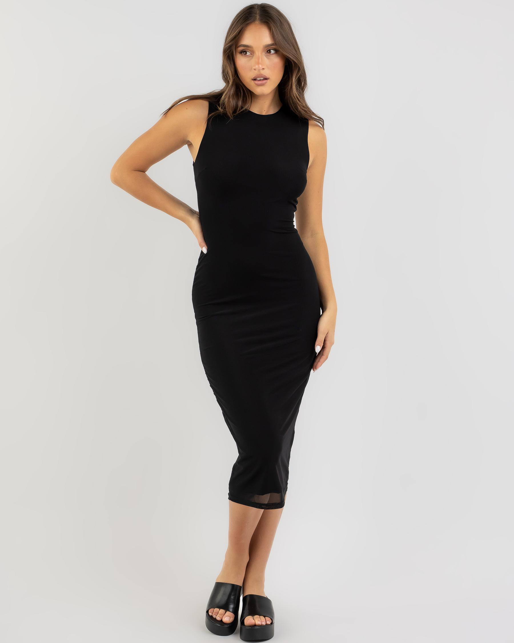 Shop Luvalot Jayla Midi Dress In Black - Fast Shipping & Easy Returns ...