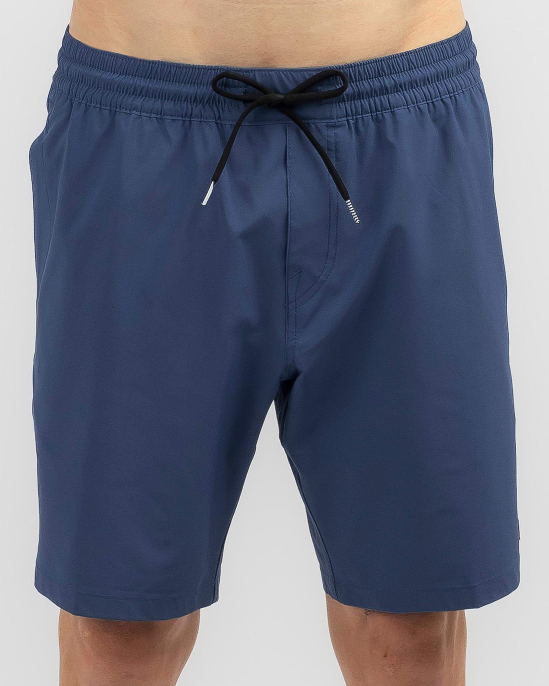 Shop Volcom Stones Hybrid Elastic Waist Shorts In Smokey Blue - Fast ...