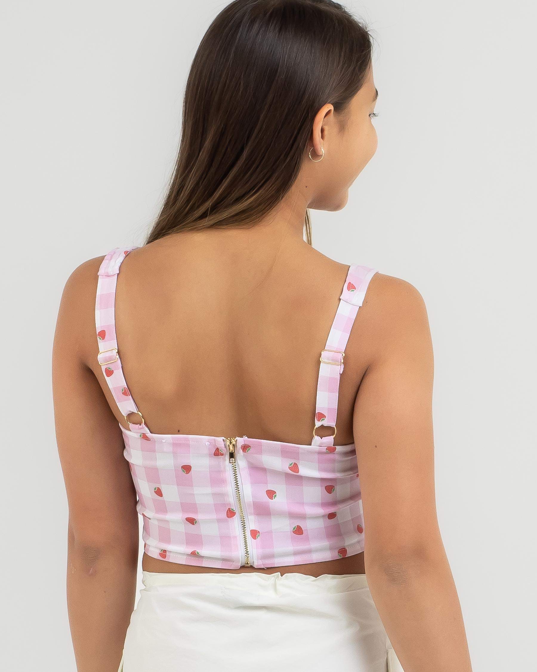 Shop Mooloola Girls' Strawberry Patch Corset Top In Strawberry Gingham -  Fast Shipping & Easy Returns - City Beach Australia