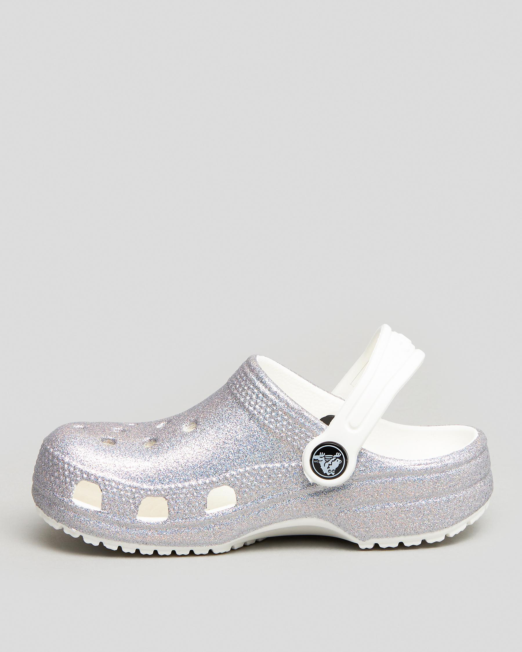 Shop Crocs Kids' Classic Glitter Clogs In White/multi Fast Shipping