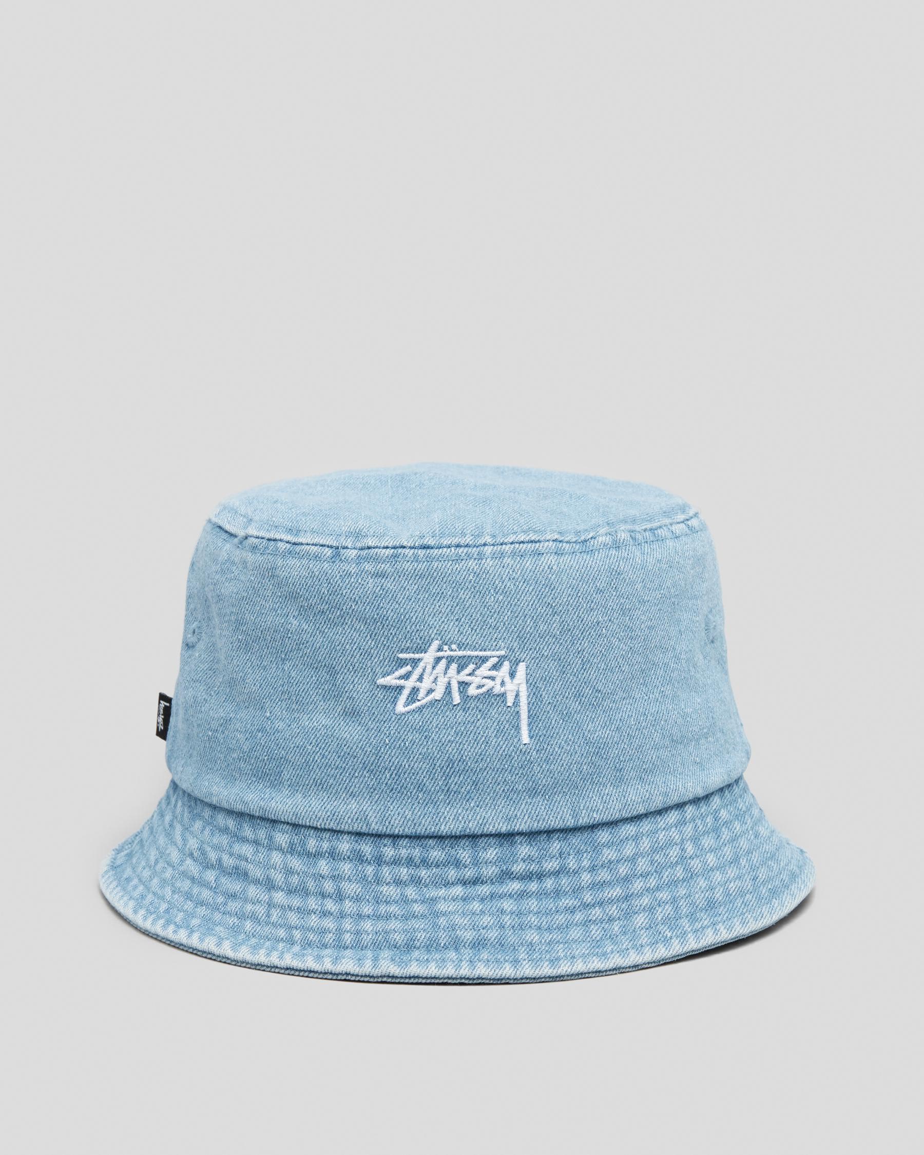 Stussy Stock Bucket Hat In Washed Denim - Fast Shipping & Easy Returns ...