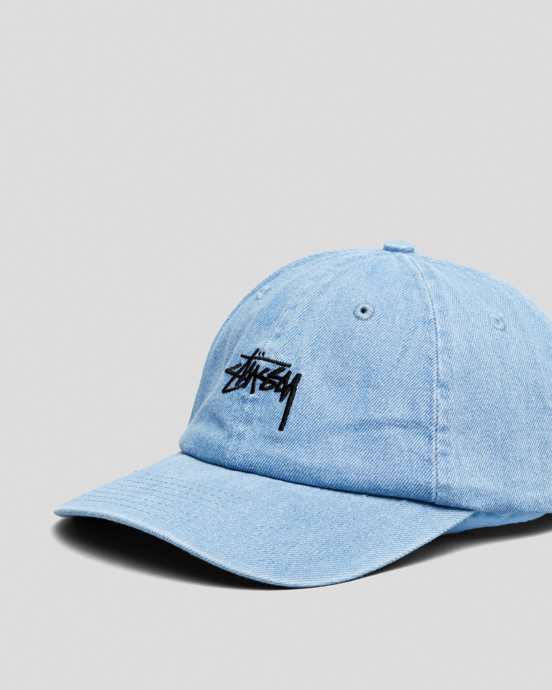 Shop Stussy Stock Low Pro Cap In Light Washed Denim - Fast Shipping ...