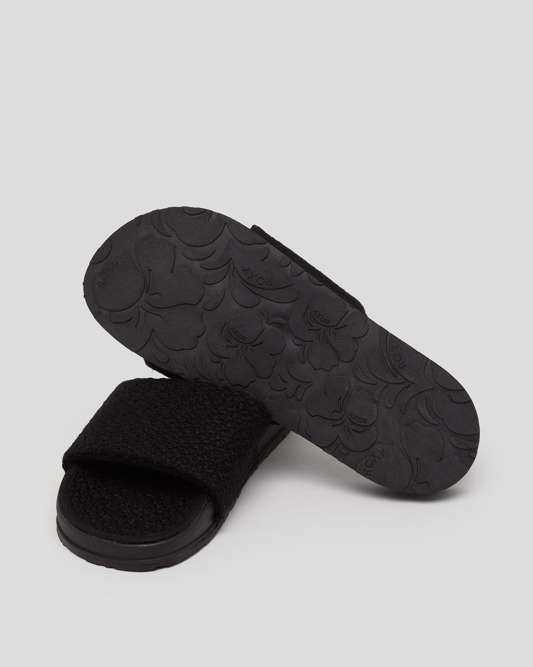 Roxy Slippy Boucle Slide Sandals In Black - Fast Shipping & Easy ...