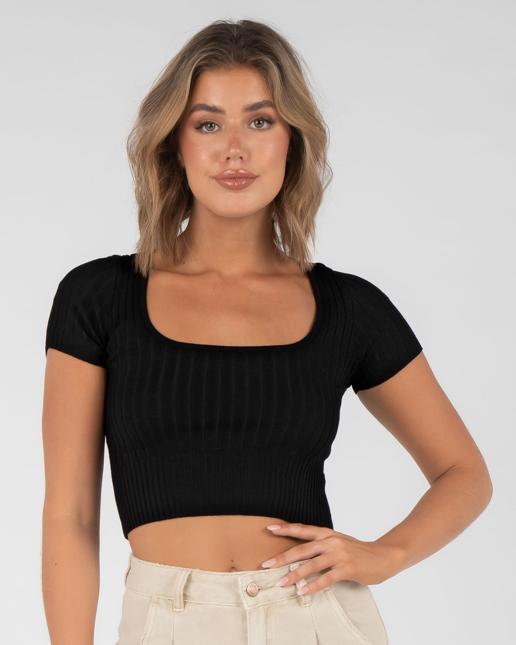 Ava And Ever Can't Get Enough Knit Top In Black Fast Shipping & Easy