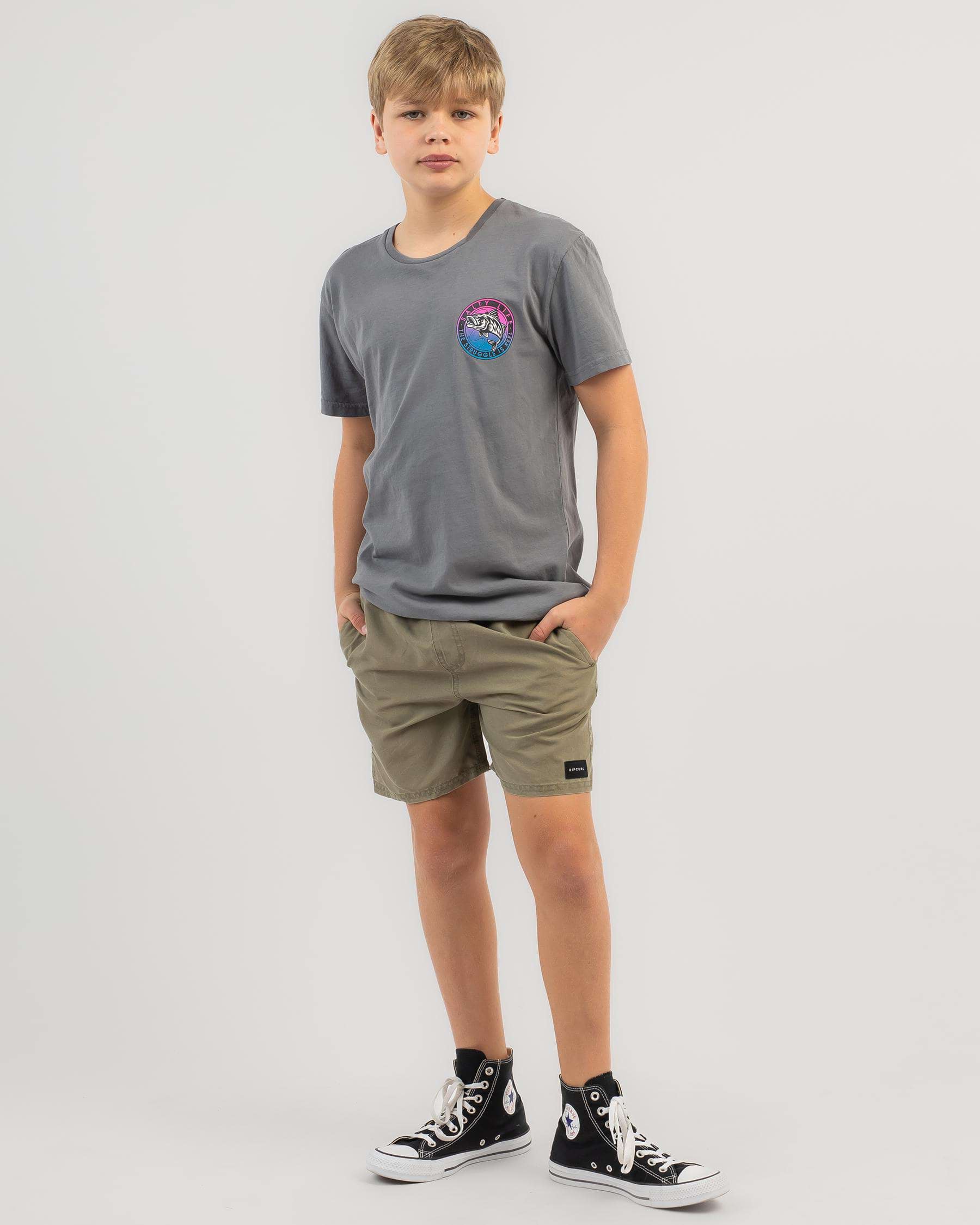 Shop Rip Curl Boys' Bondi Volley Shorts In Washed Moss - Fast Shipping ...