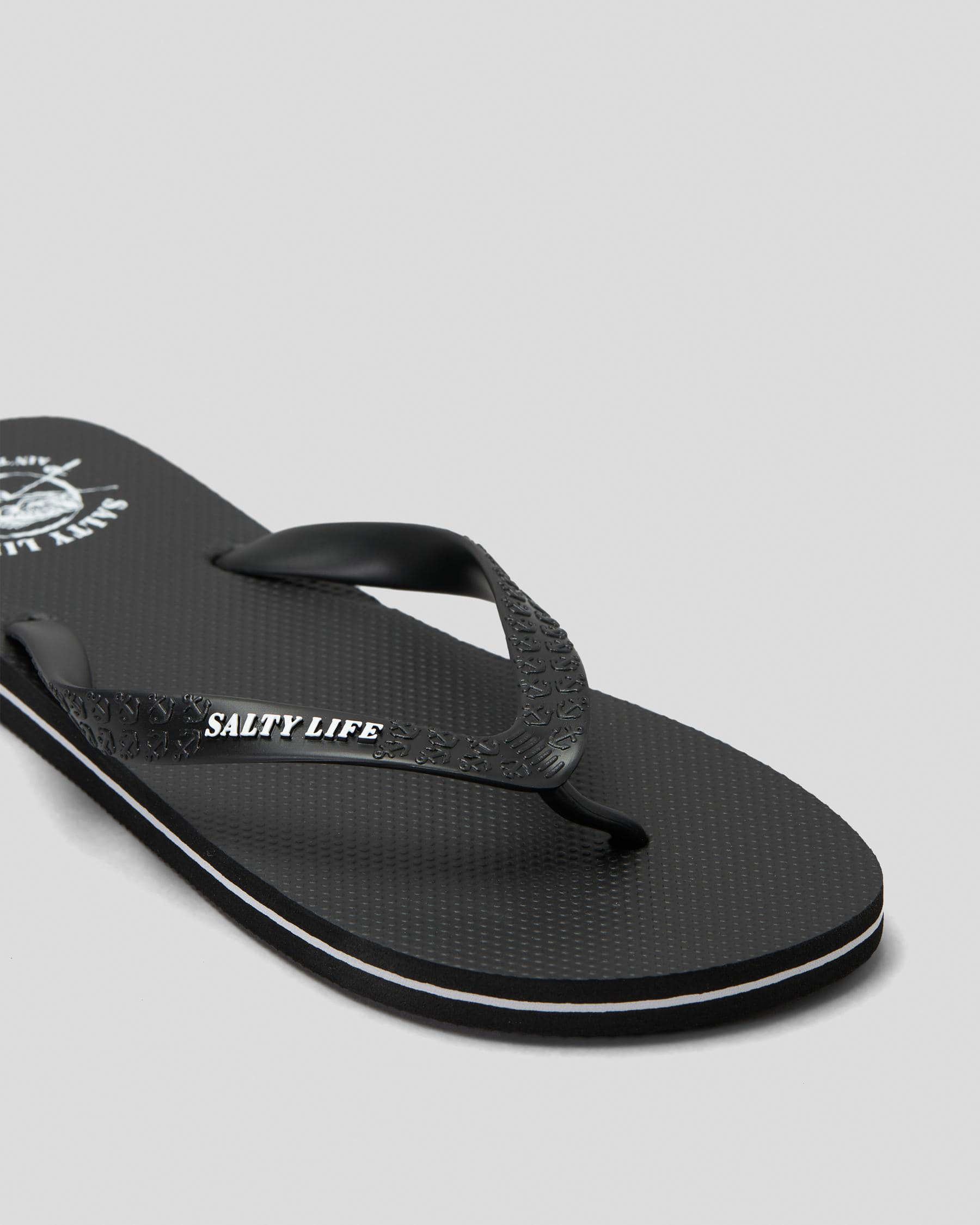 Salty Life A.C.S Thongs In Black/black - Fast Shipping & Easy Returns ...