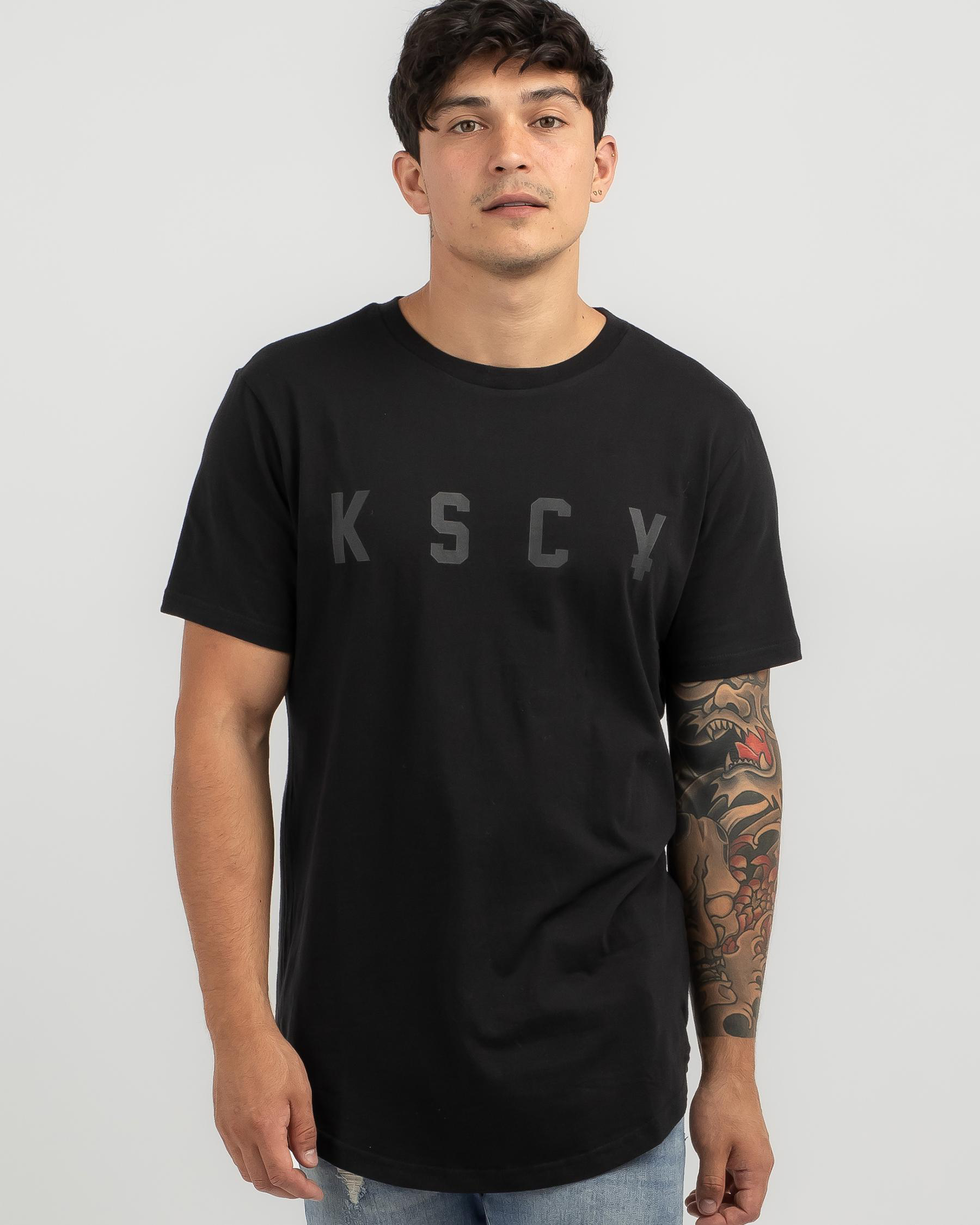 Shop Kiss Chacey Trained Dual Curved T-Shirt In Jet Black - Fast ...