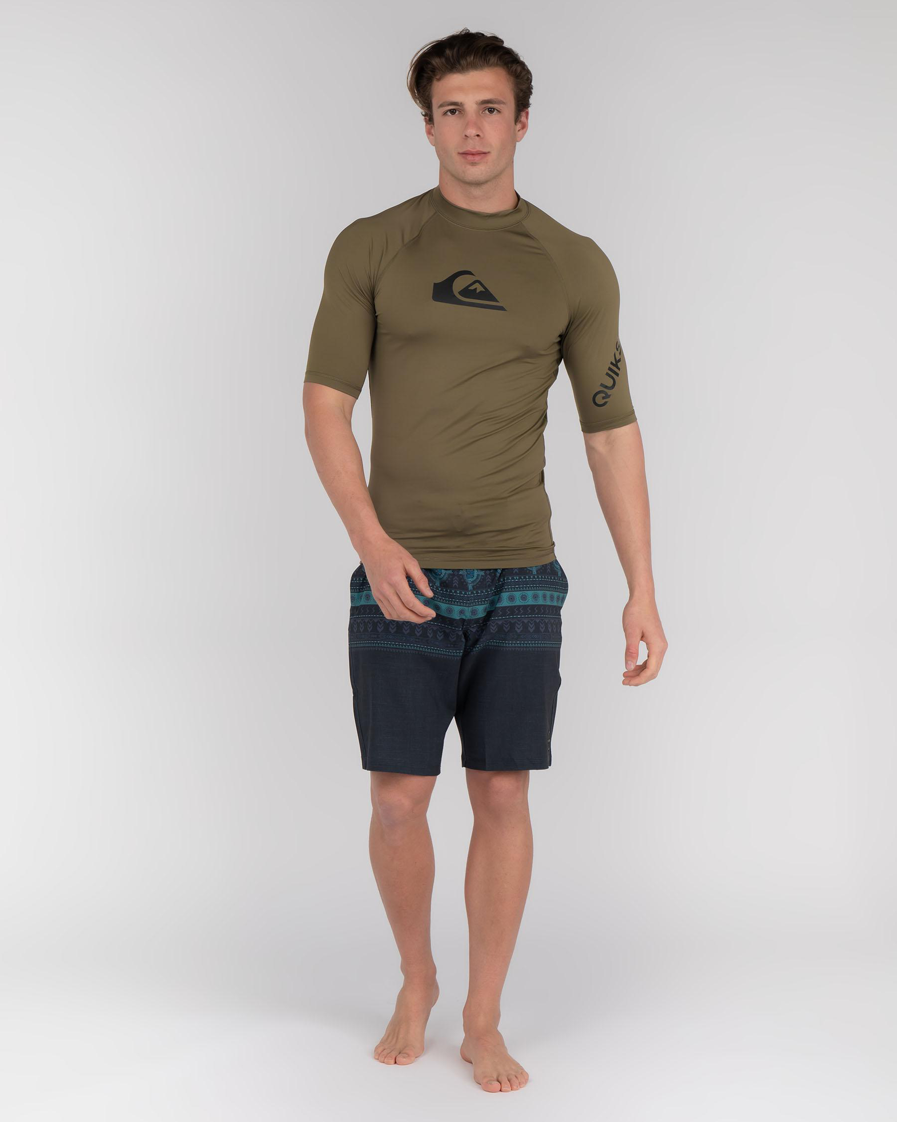 Quiksilver Mens' All Time Short Sleeve Rash Vest In Kalamata Fast